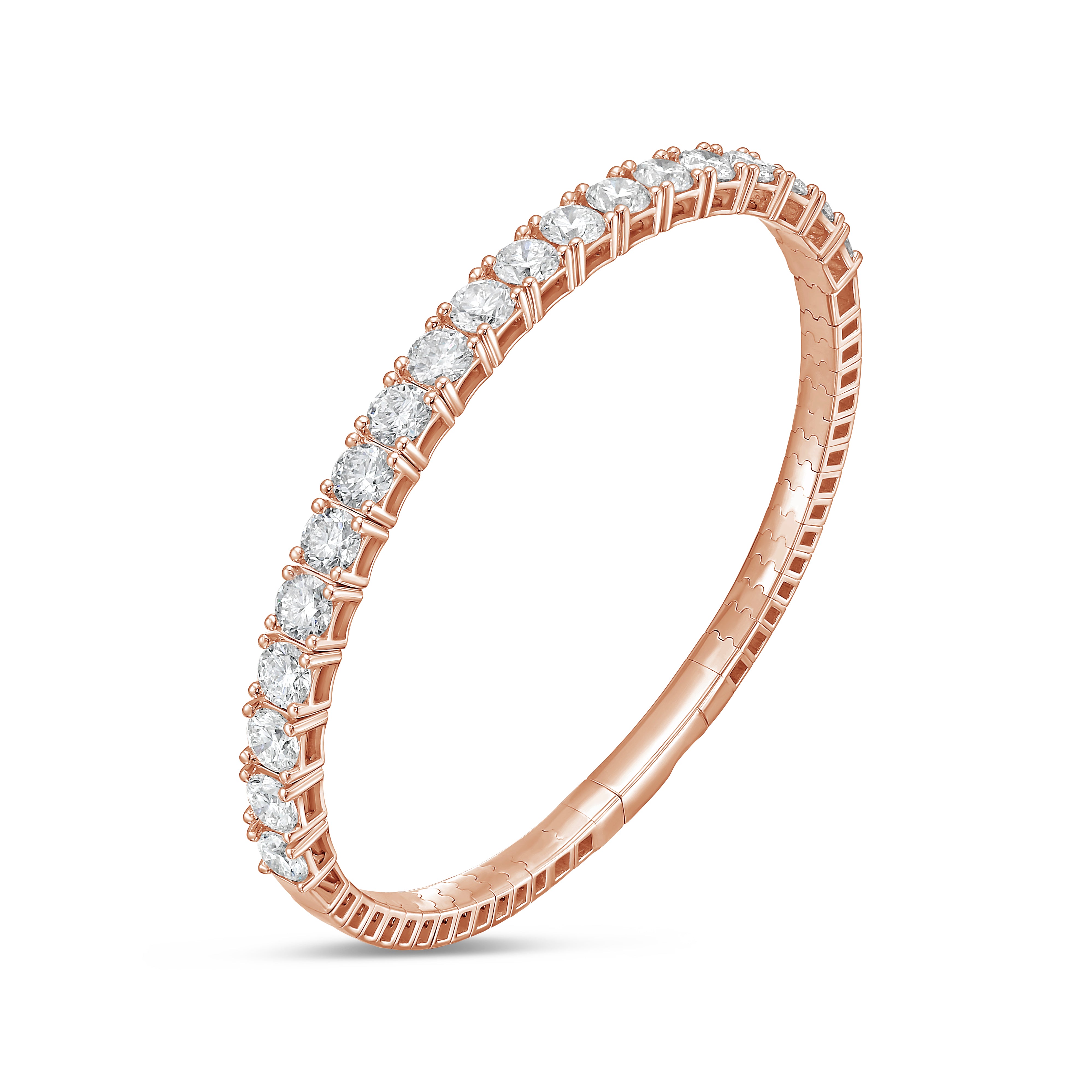 Lab Grown Round Diamond Halfway Flex Bangle