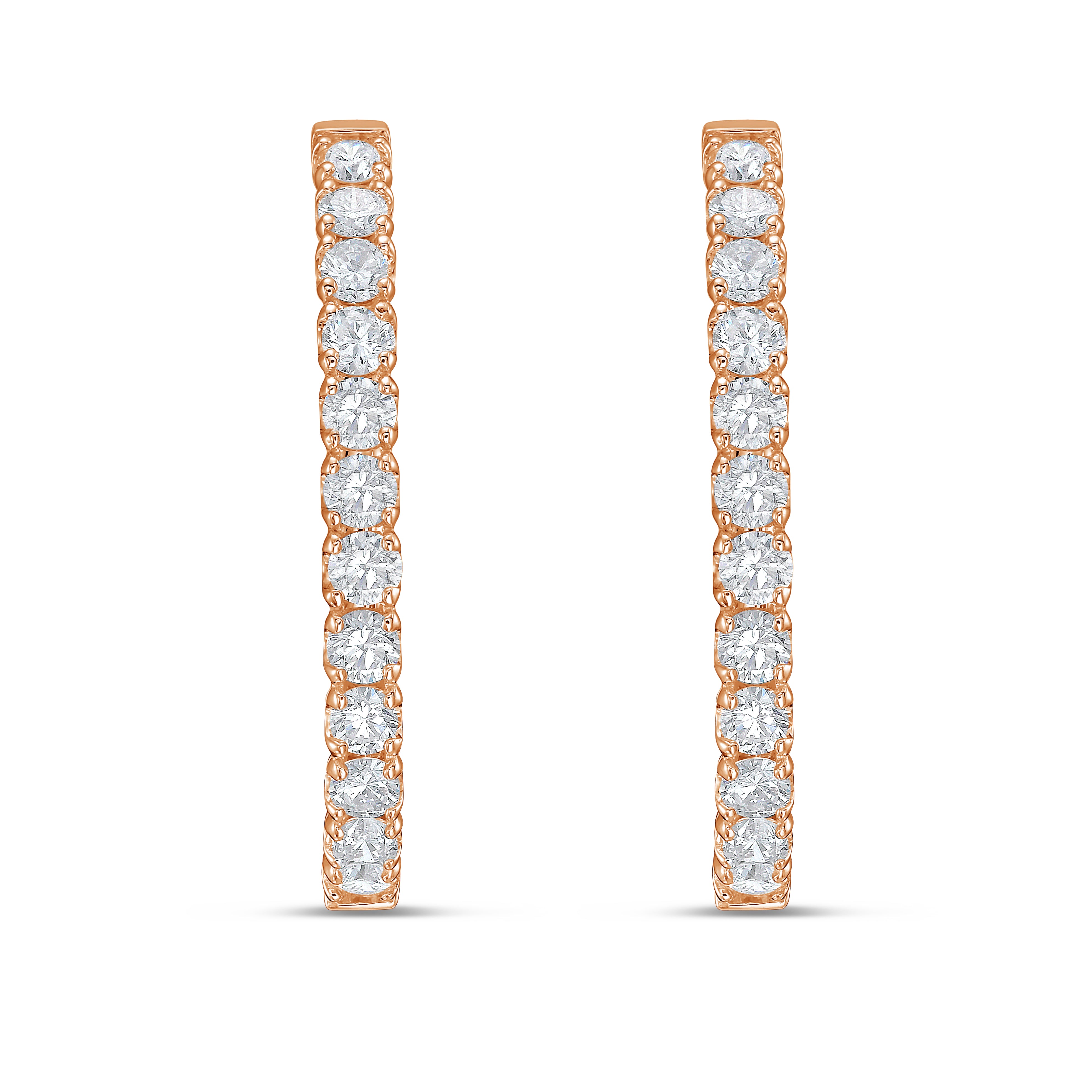 Lab Grown Round Diamond Oval Shape Hoop Earrings - 1.00"
