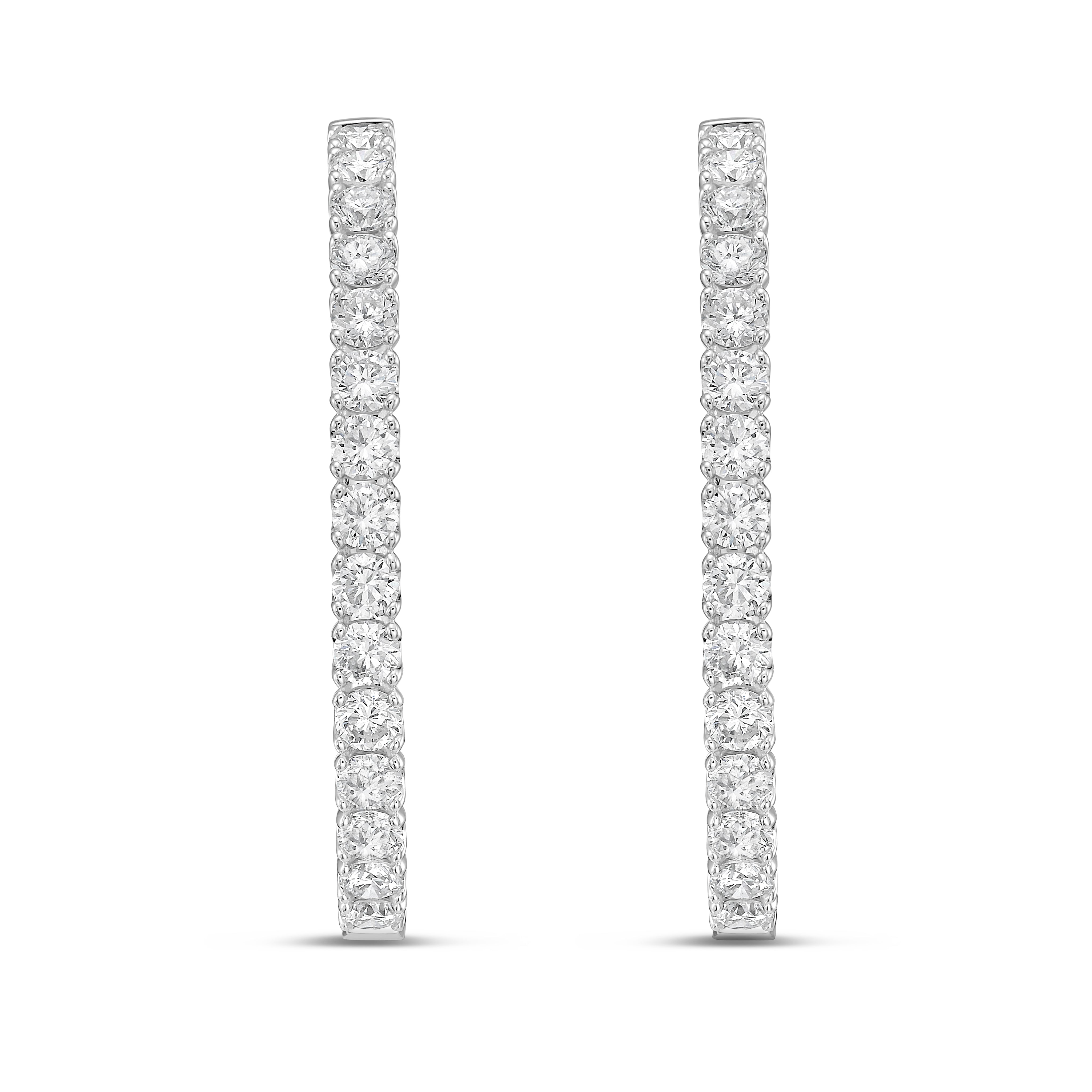 Lab Grown Round Diamond Oval Shape Hoop Earrings - 1.50"