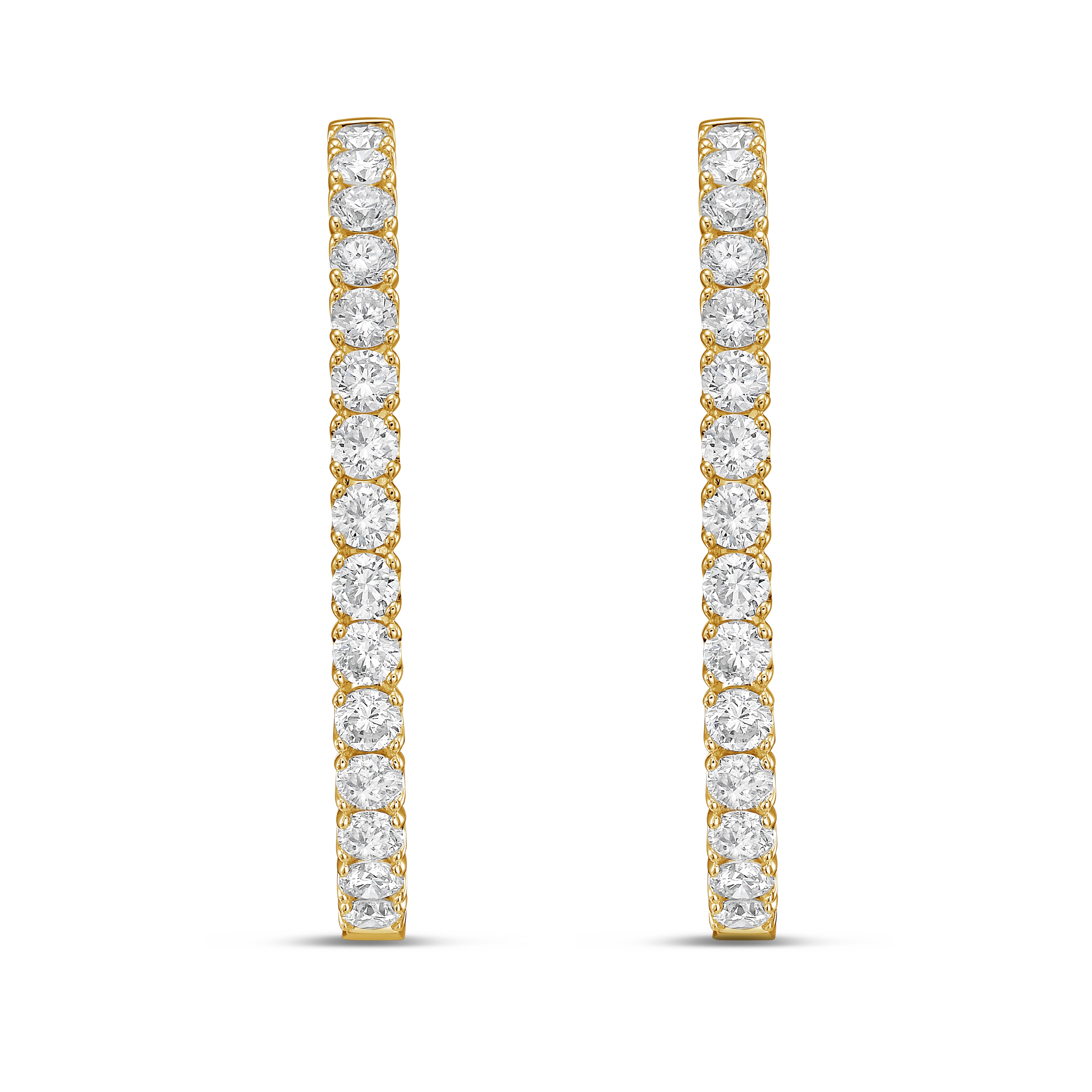 Lab Grown Round Diamond Oval Shape Hoop Earrings - 1.50"