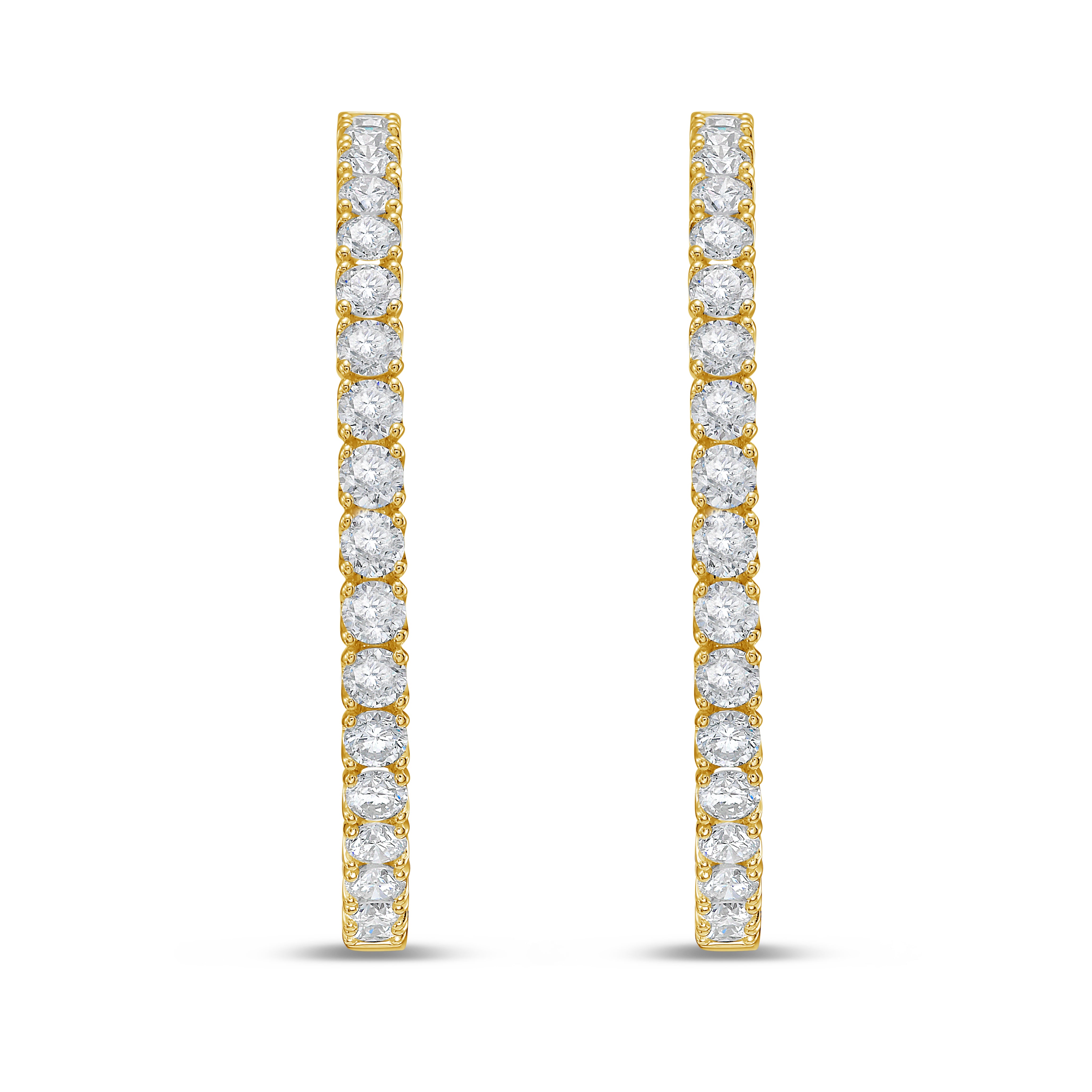 Lab Grown Round Diamond Hoop Earrings - 1.50"