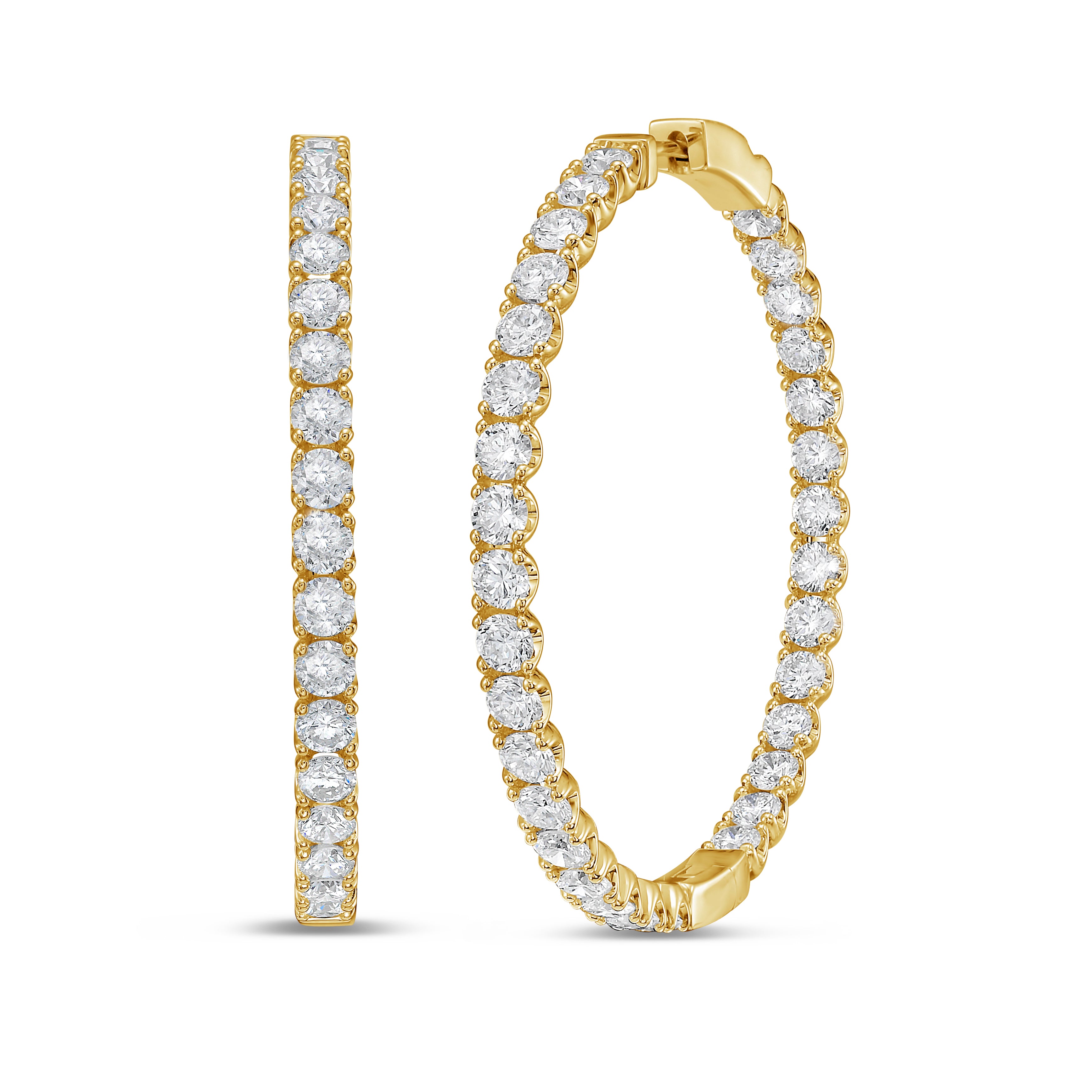 Lab Grown Round Diamond Hoop Earrings - 1.50"