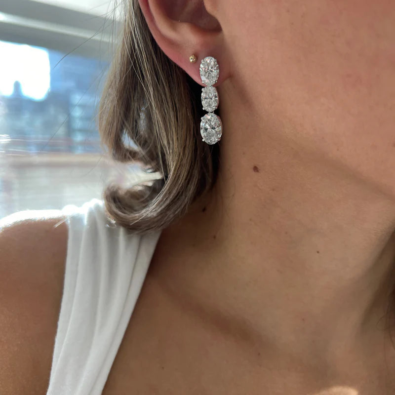 Lab Grown Oval Diamond Drop Earrings