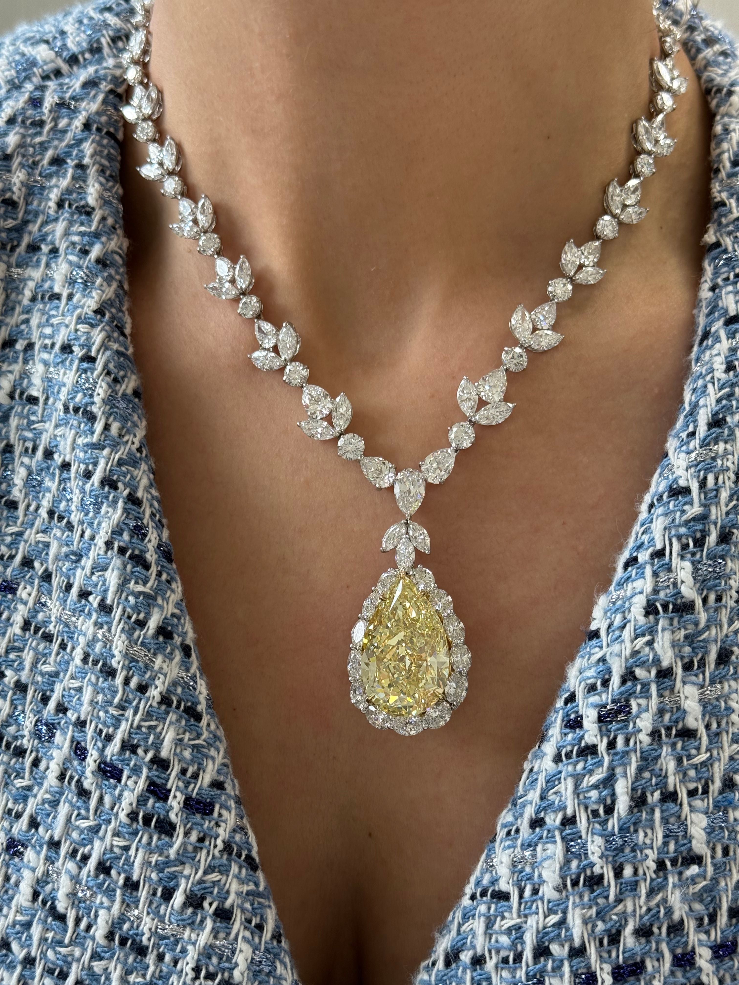 35ct Rare Yellow Diamond Necklace