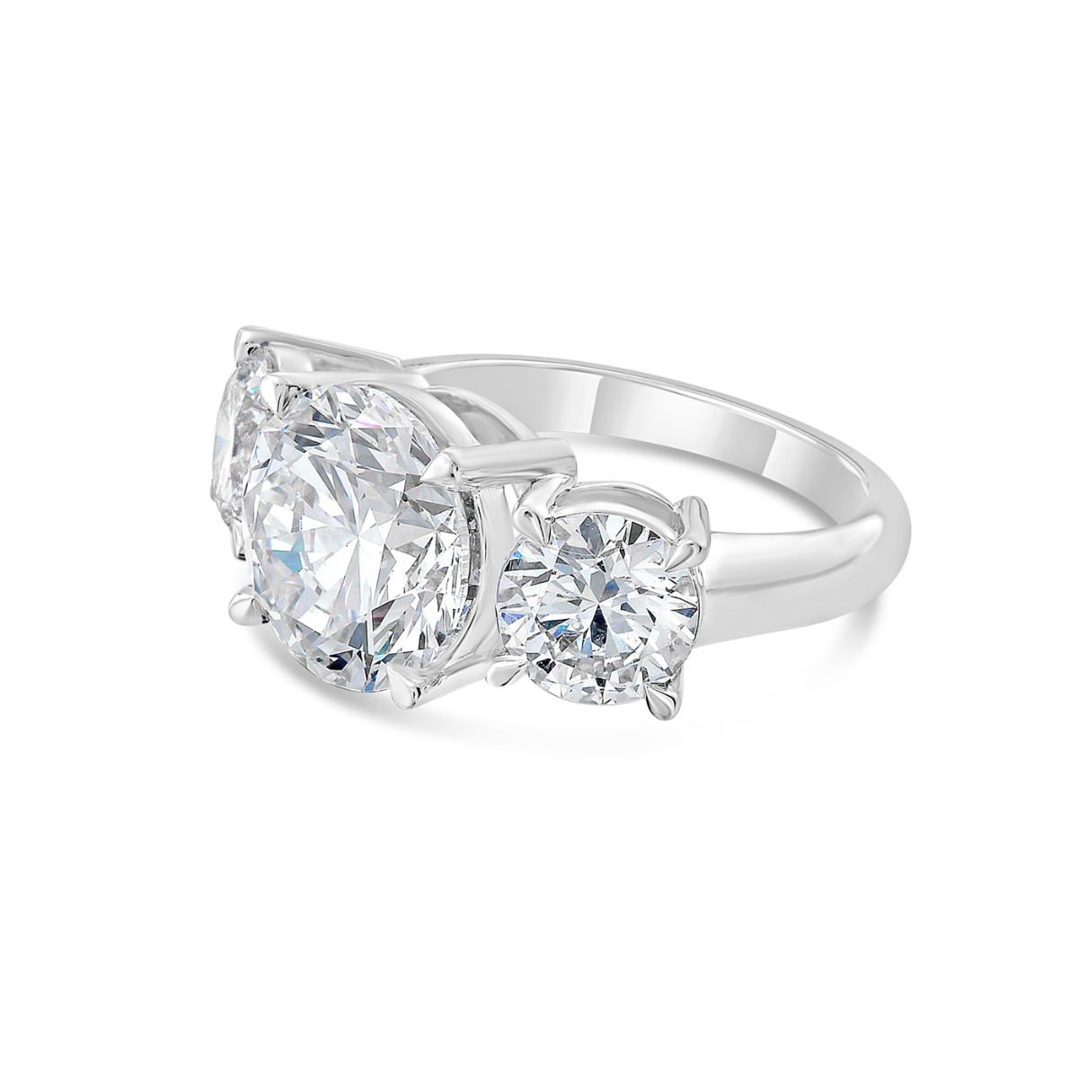 Lab Grown Three Stone Round Brilliant Diamond Engagement Ring