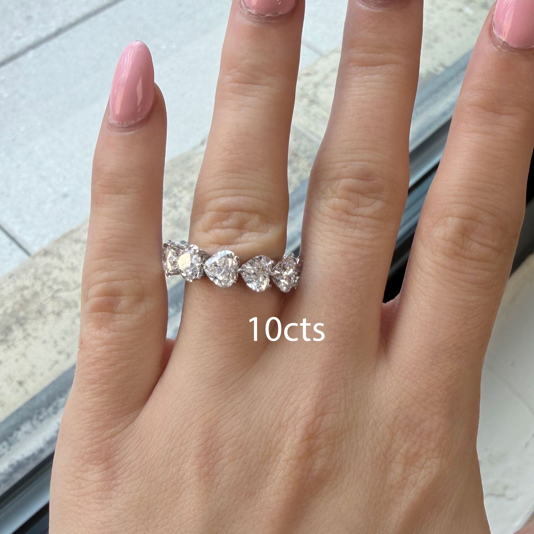 Lab-Grown Heart Diamond Eternity Band, 14k Gold