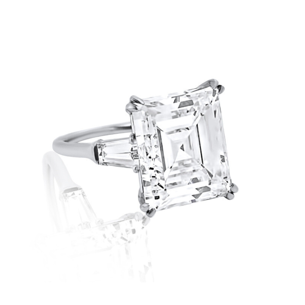11.73ct Emerald Cut Diamond Three Stone Engagement Ring