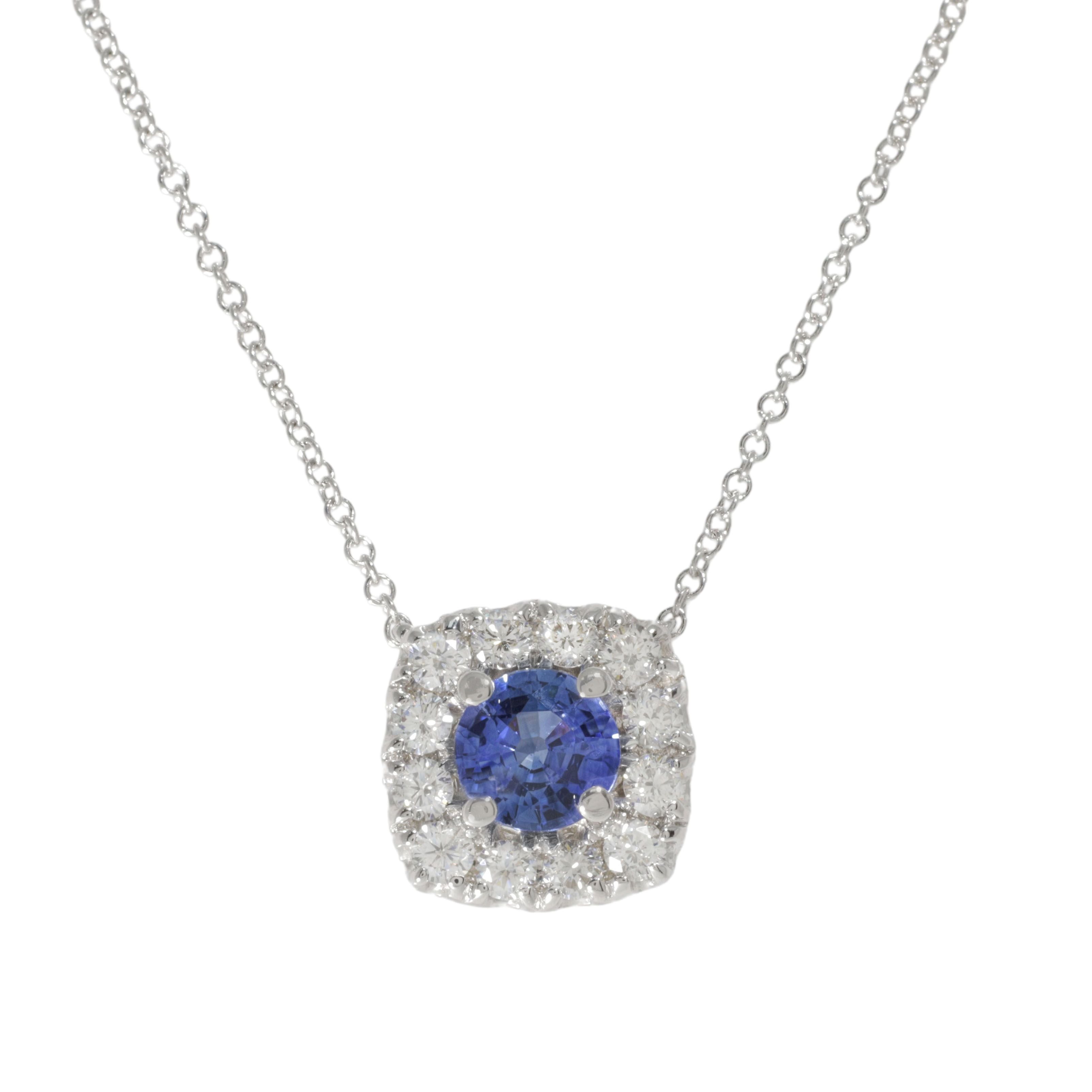 Sapphire Diamond Halo Pendant
