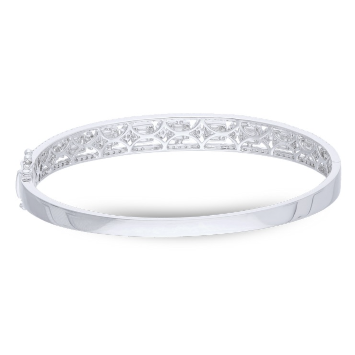 Three Row Round Baguette Diamond Bangle