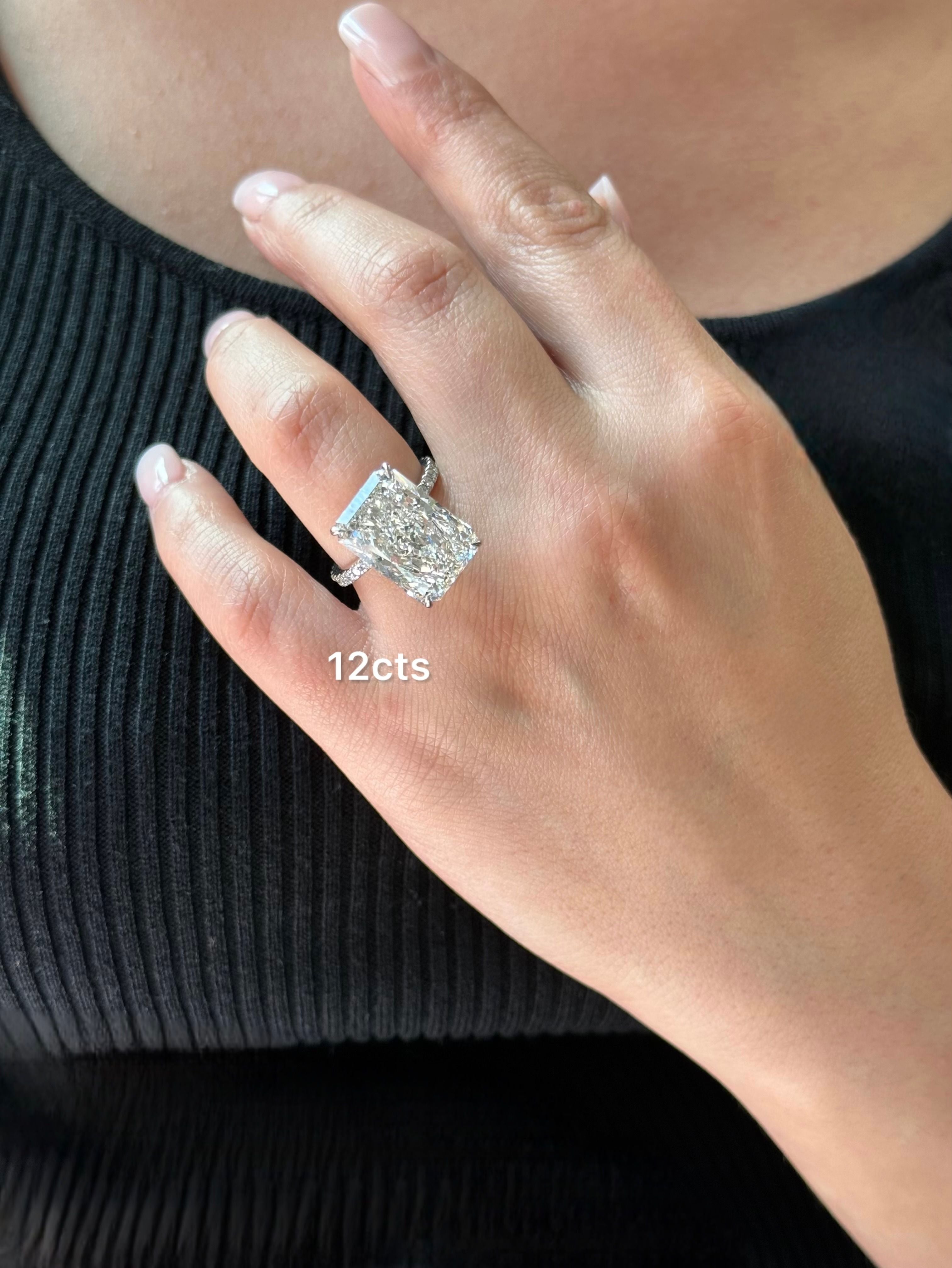 12cts radiant cut engagement ring