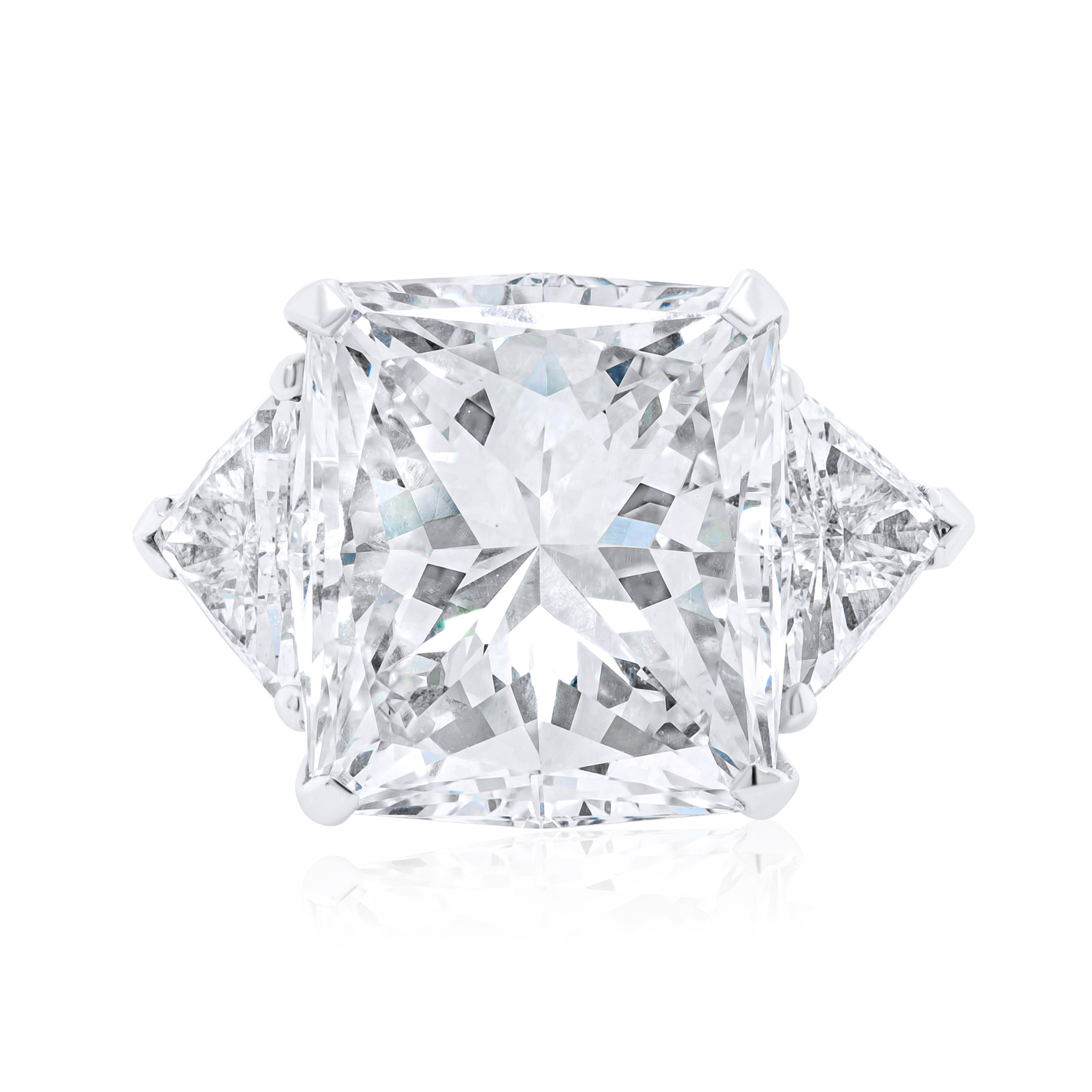 13.73ct Radiant Cut With Trillion-Cut Side Diamonds Ring