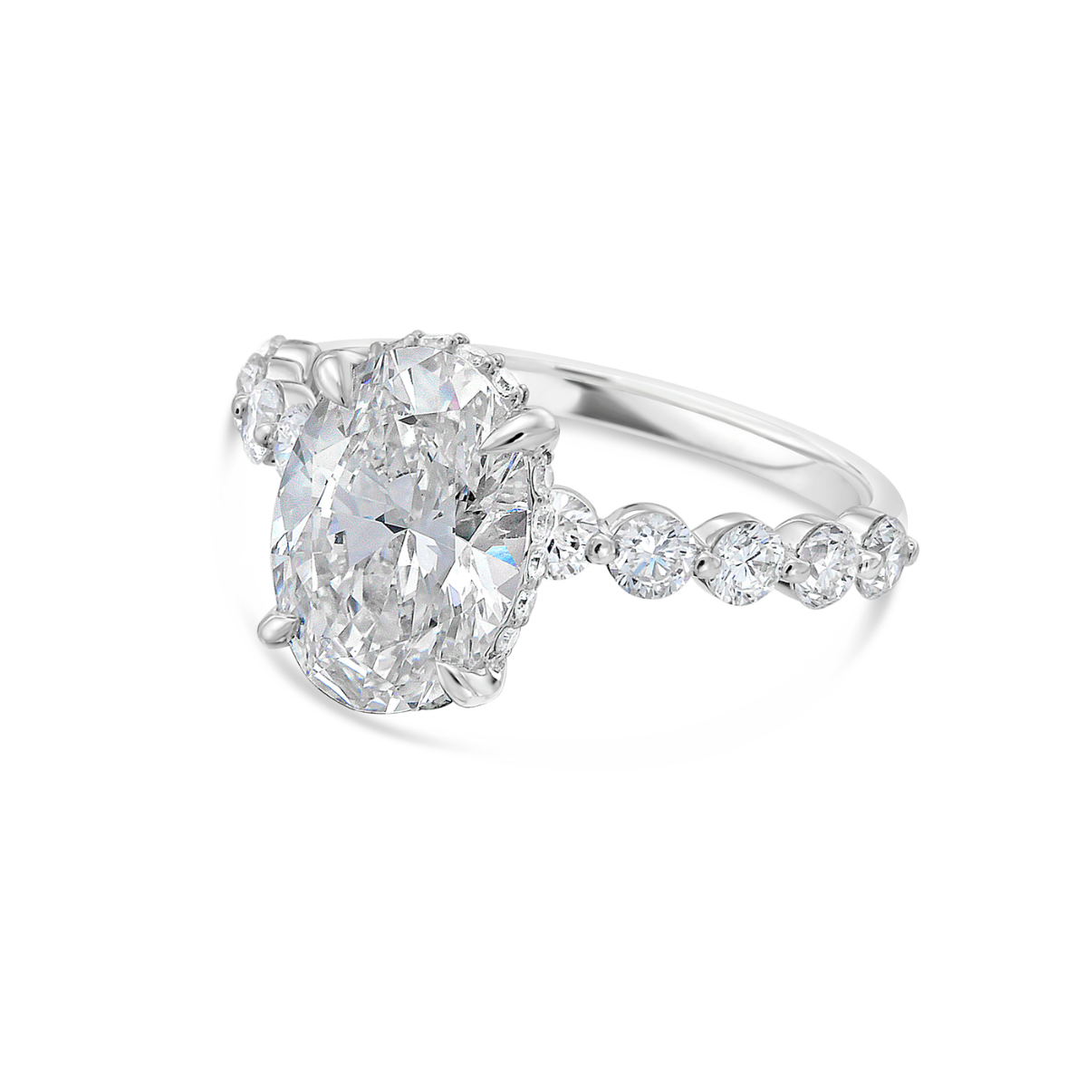 Lab Grown Oval & Round Cut Diamond Engagement Ring