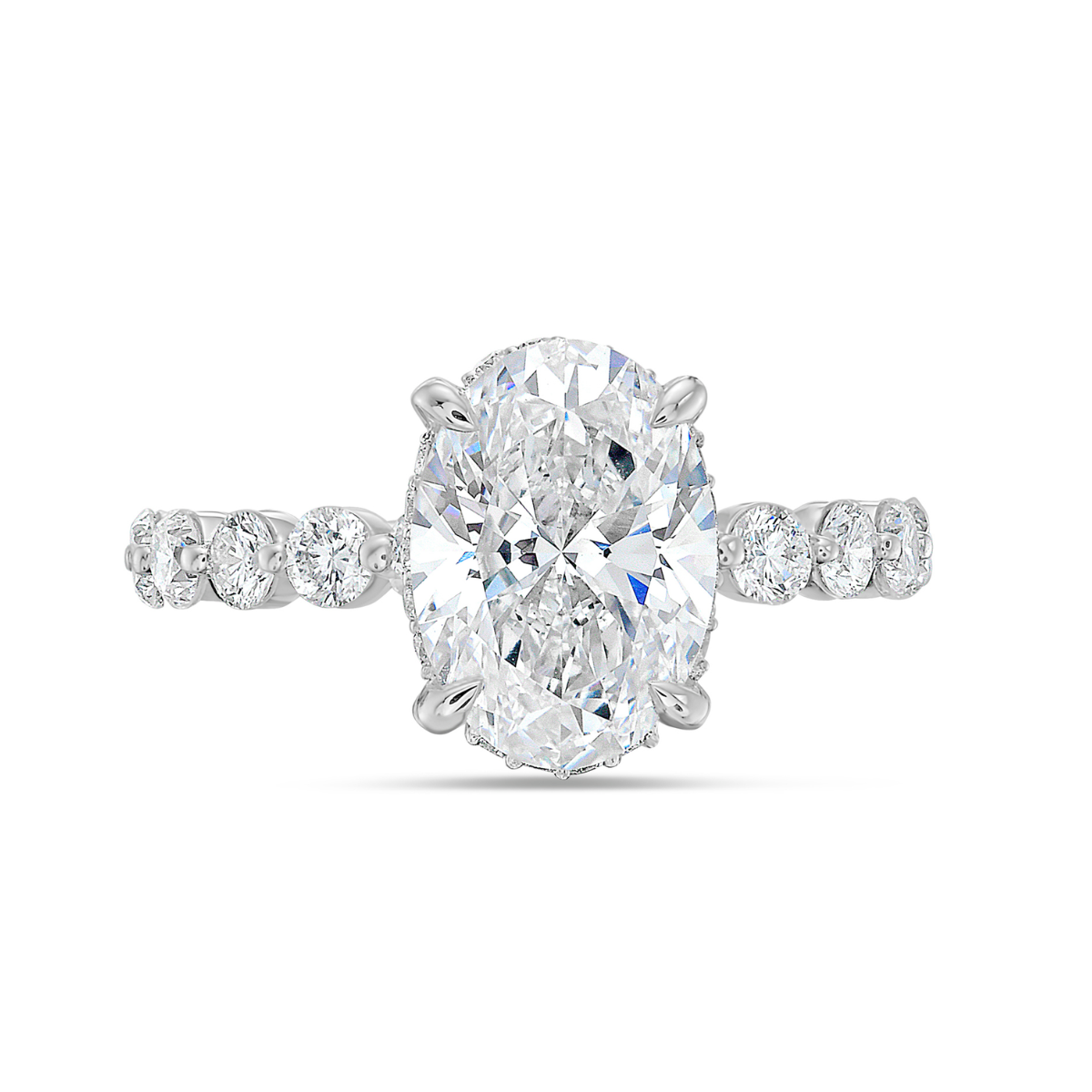 Lab Grown Oval & Round Cut Diamond Engagement Ring