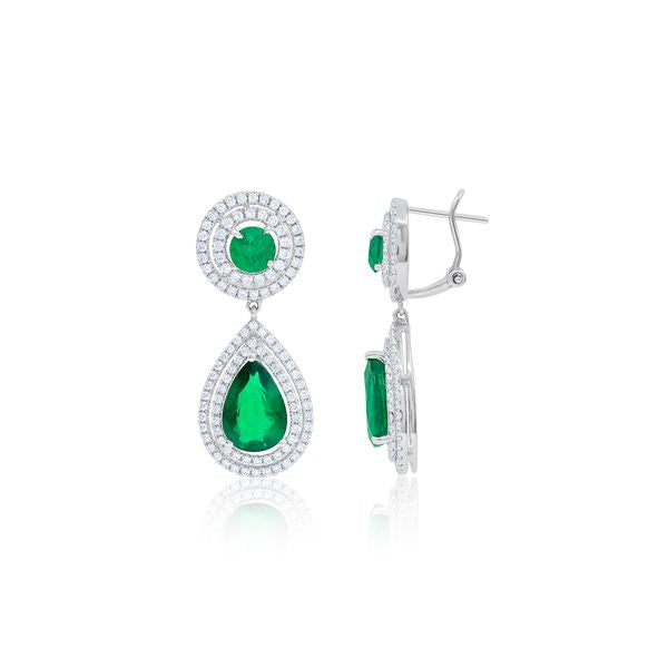 Emerald Halo Pear Drop Earring