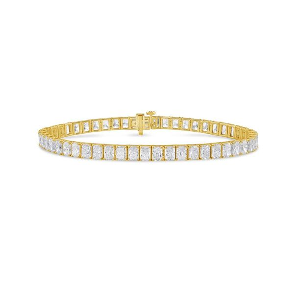 14K yellow gold radiant diamond tennis bracelet, 11.44 carats DEF VS