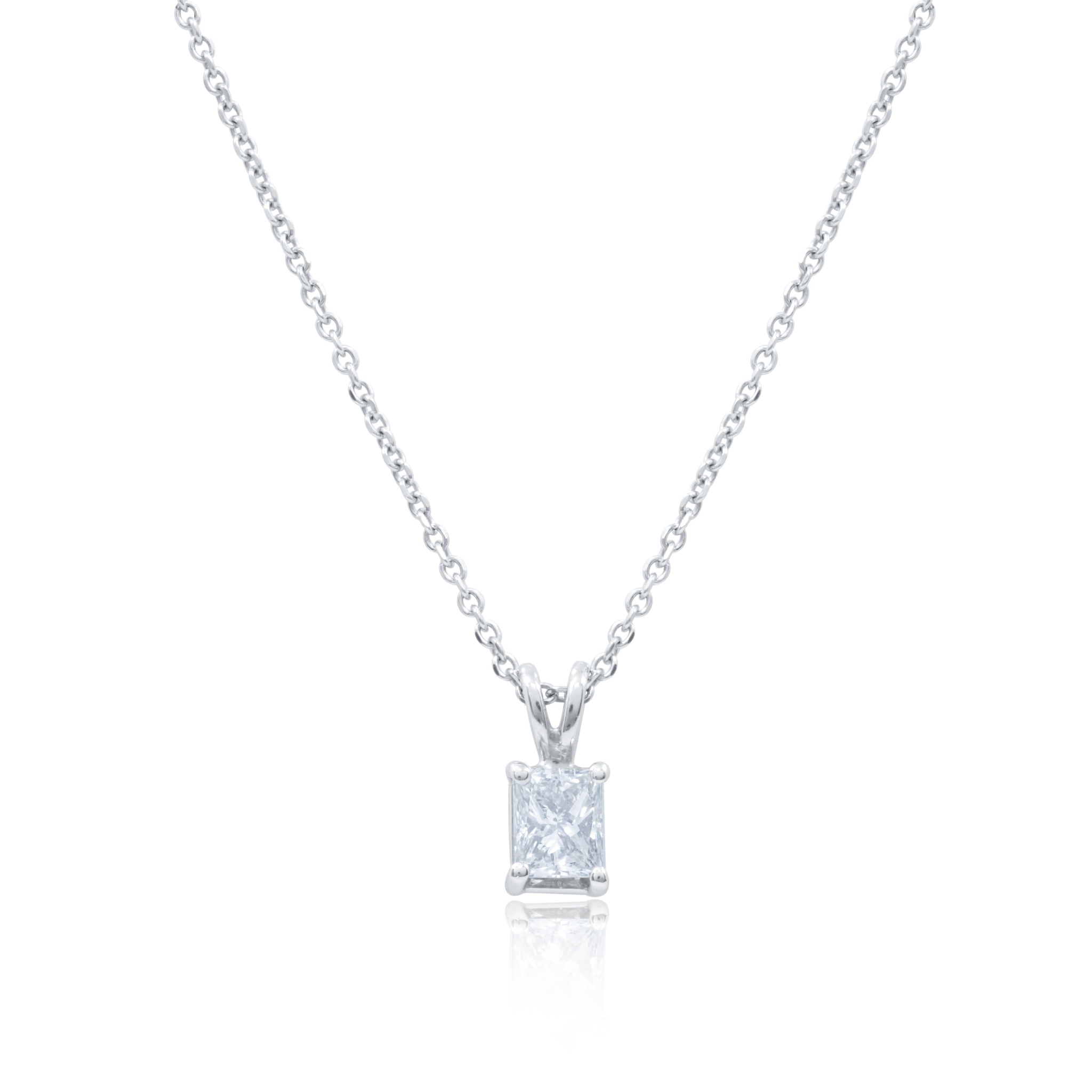 14kt White Gold Solitaire Pendant with 0.50 Cts