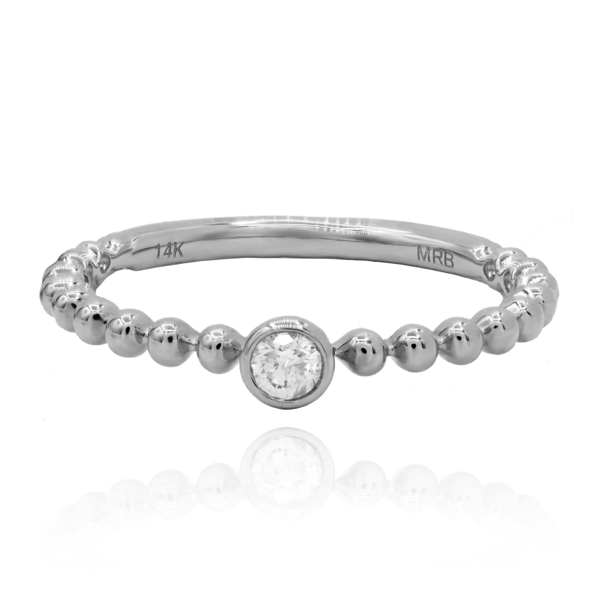 14kt White Gold Round Diamond Bezel Ring