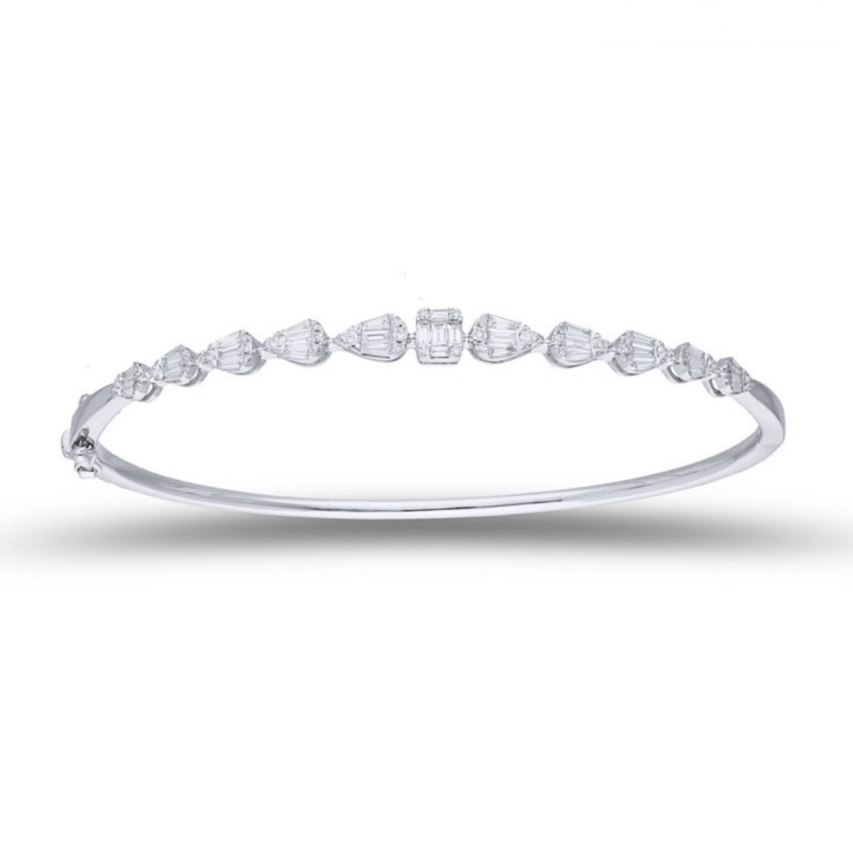 Round and Baguette Diamond Bangle