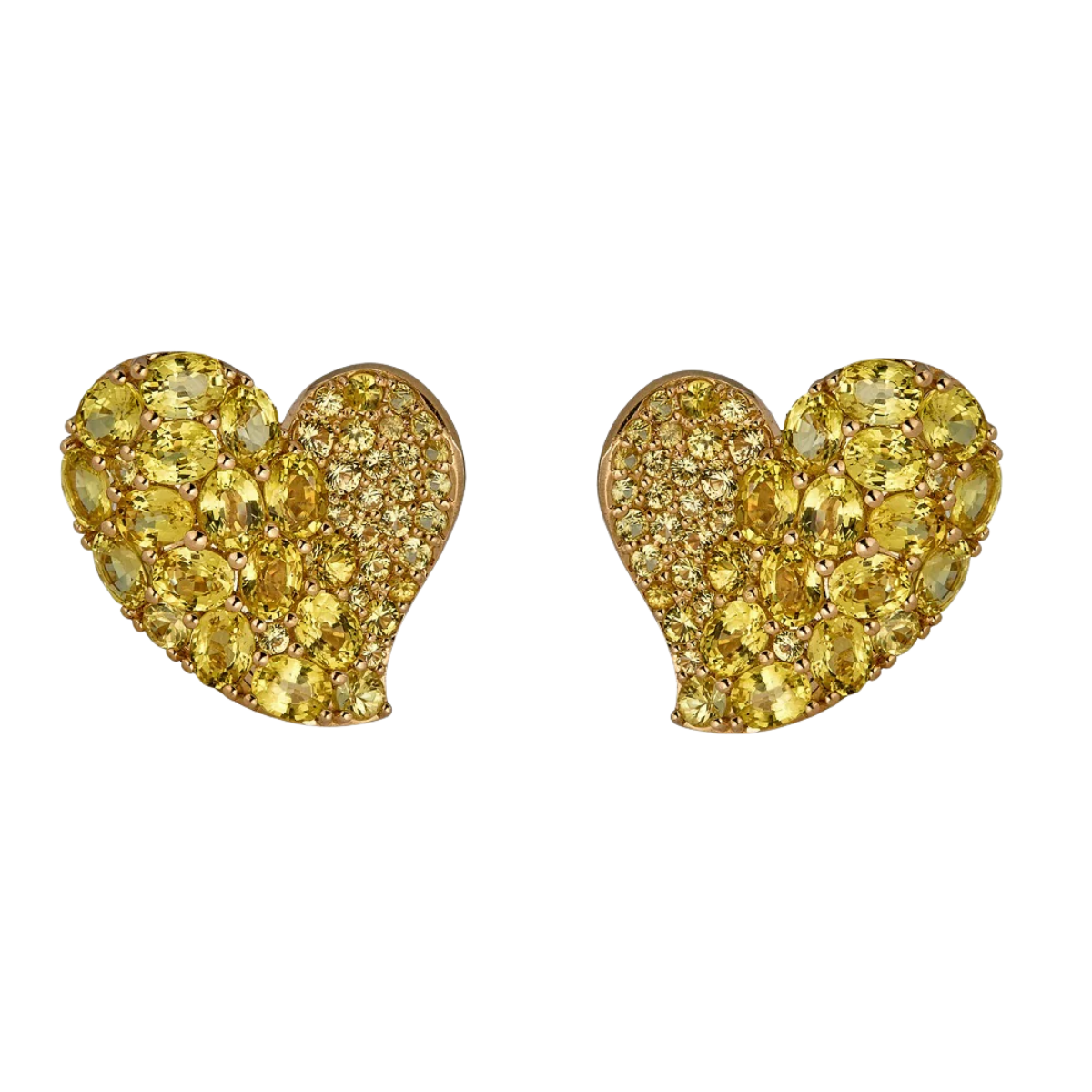 18K yellow gold yellow sapphire wave heart earrings, 8.00ct sapphires, fine jewelry