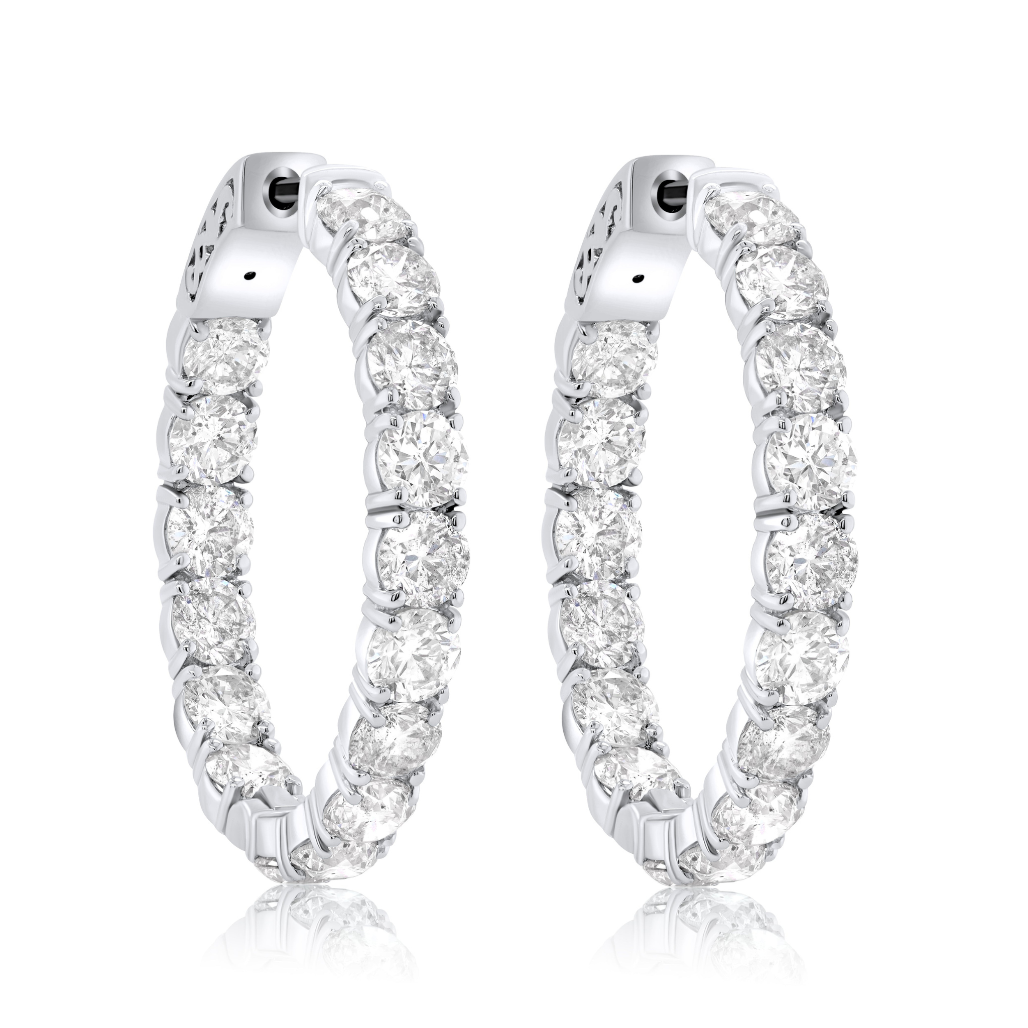 14k white gold diamond hoop earrings