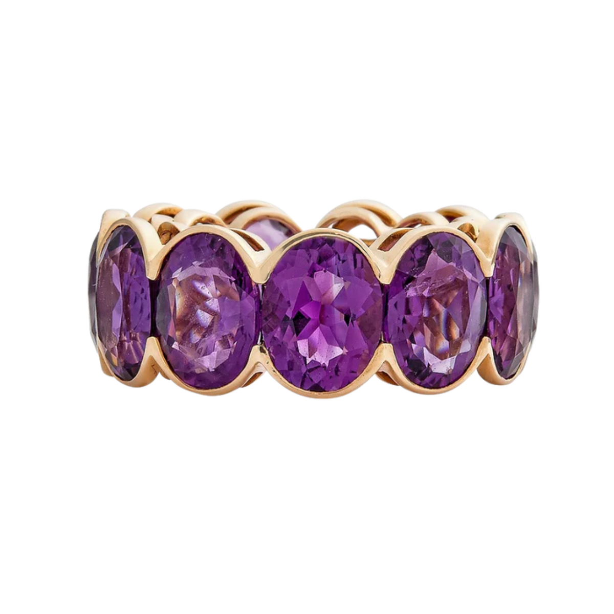 18kt Rose Gold Amethyst Bezel Oval Eternity Band