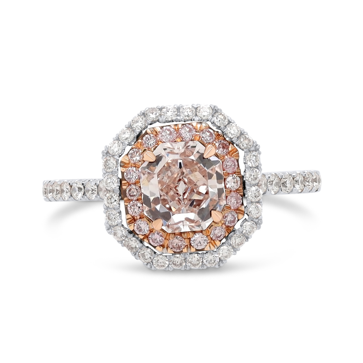 18kt Rose Gold Pink & White Diamond Engagement Ring