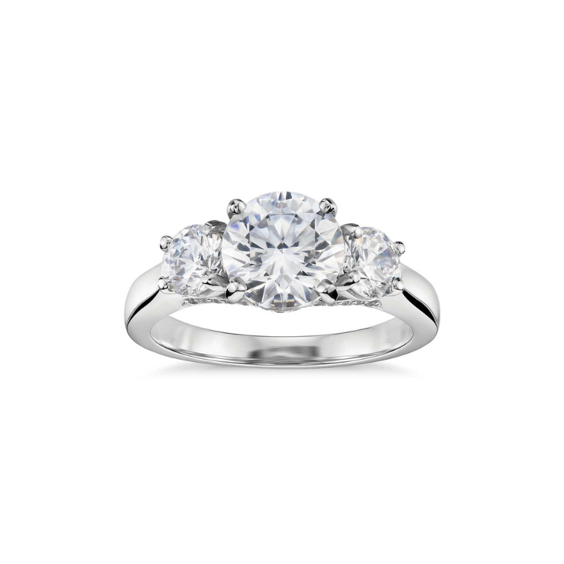 1.50ct 3-Stone Round Diamond Ring, 18K White Gold