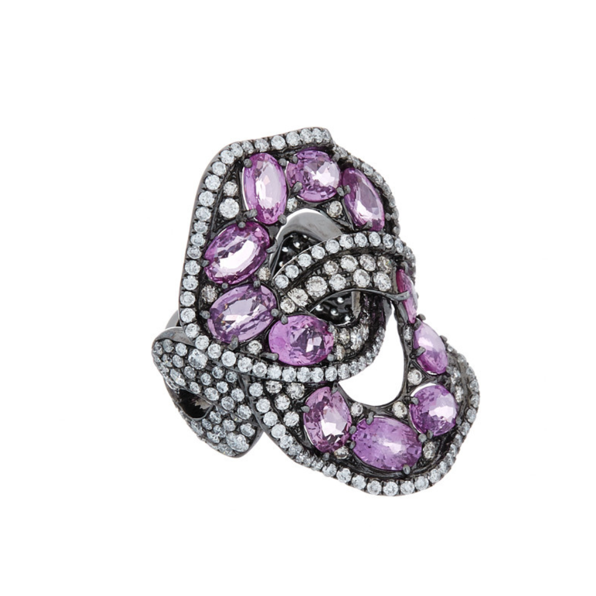 18kt White Gold Infinite Pink Sapphire Diamonds Ring