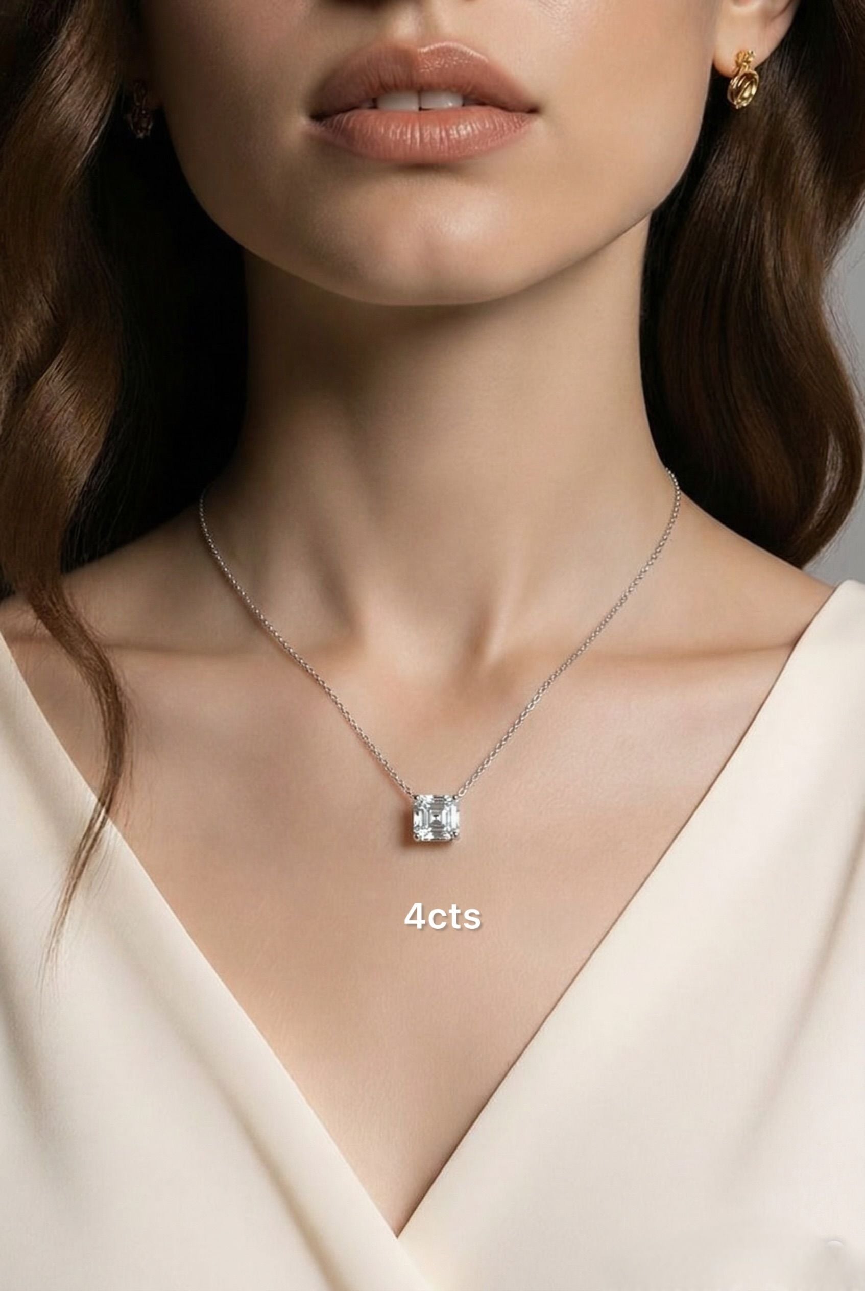 Lab Grown Diamond East West Asscher Pendant