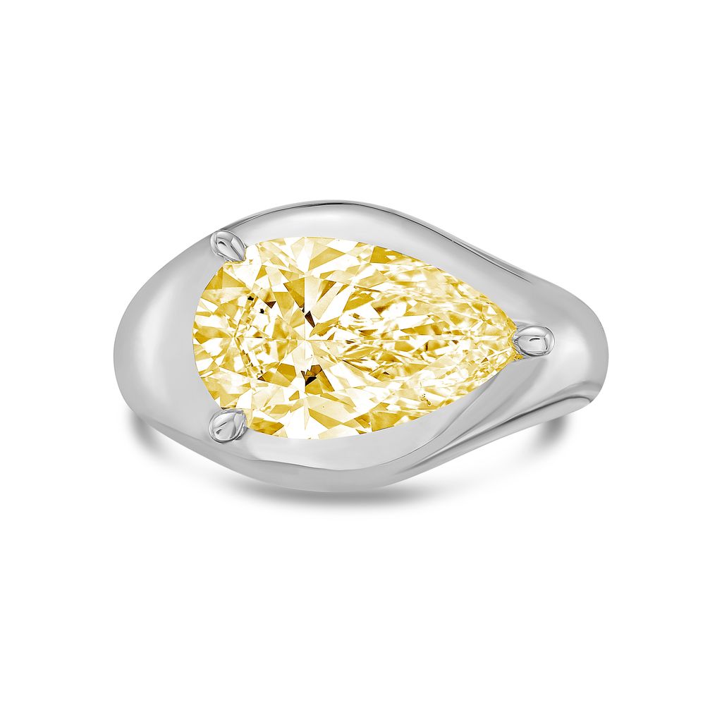 Lab-Grown East-West Yellow Diamond Dome Ring, 14k Gold
