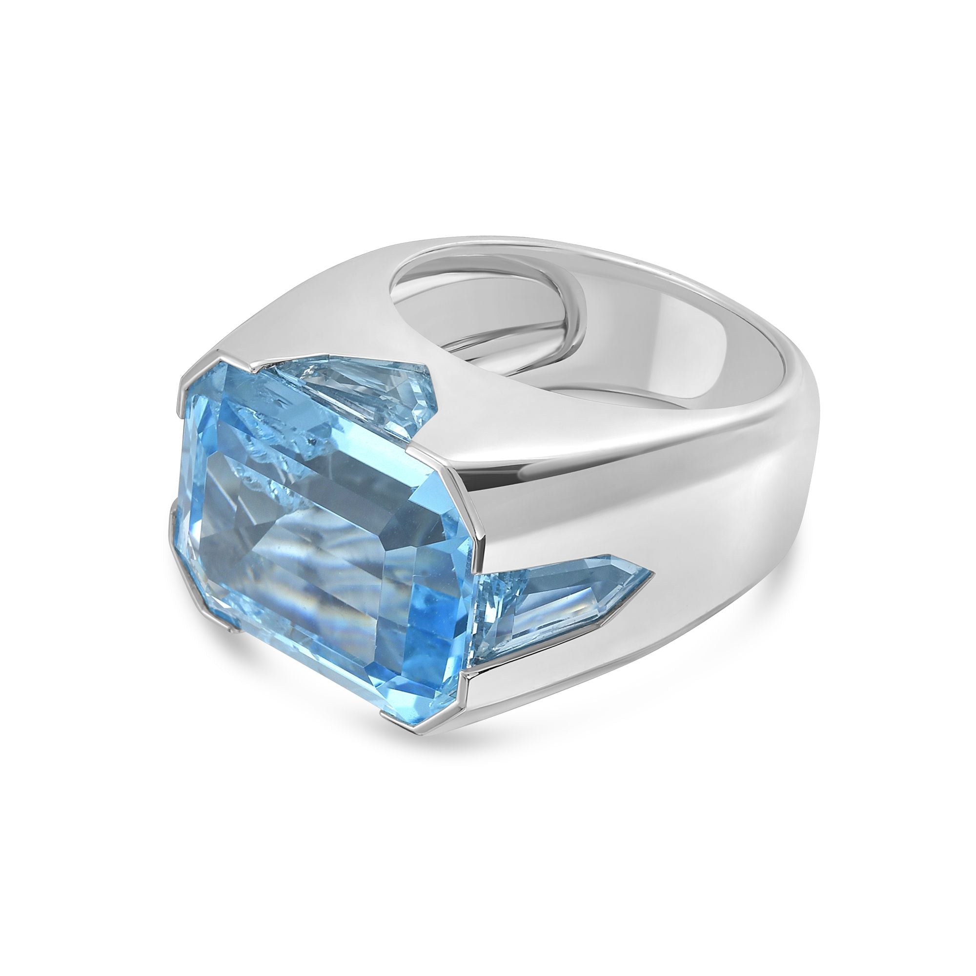 Emerald Cut Blue Topaz Ring