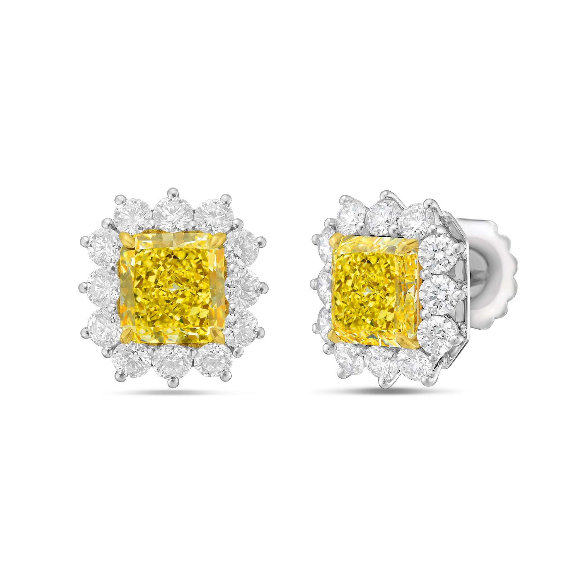 6.79ct Fancy Yellow Diamond Stud Earring