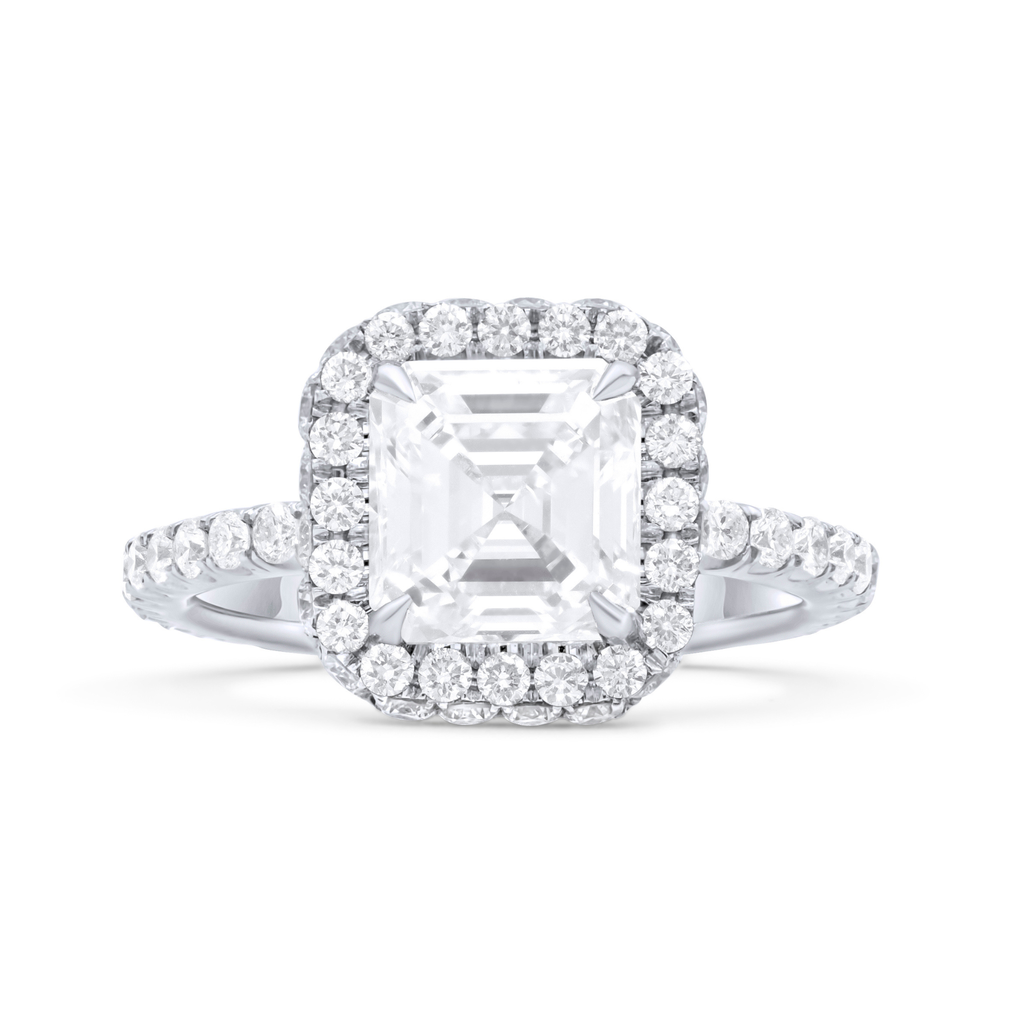 2.01ct Emerald Cut Surrounded by Round Diamonds Ring