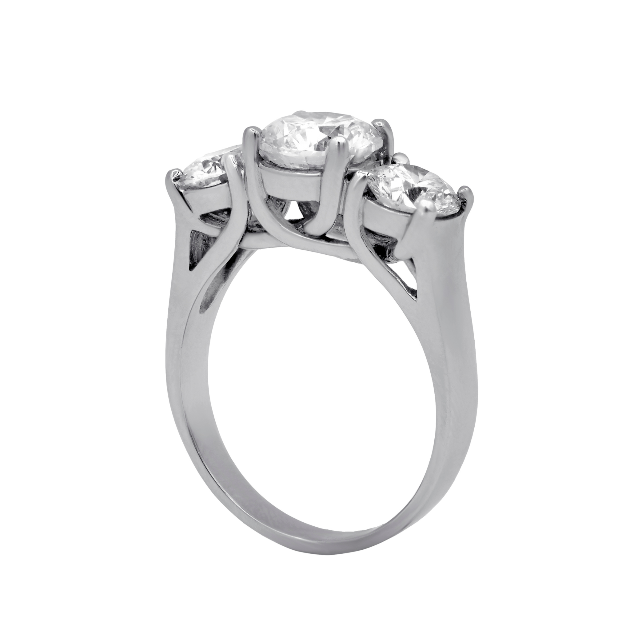 2.01ct round three stone diamond engagement ring in 18kt white gold