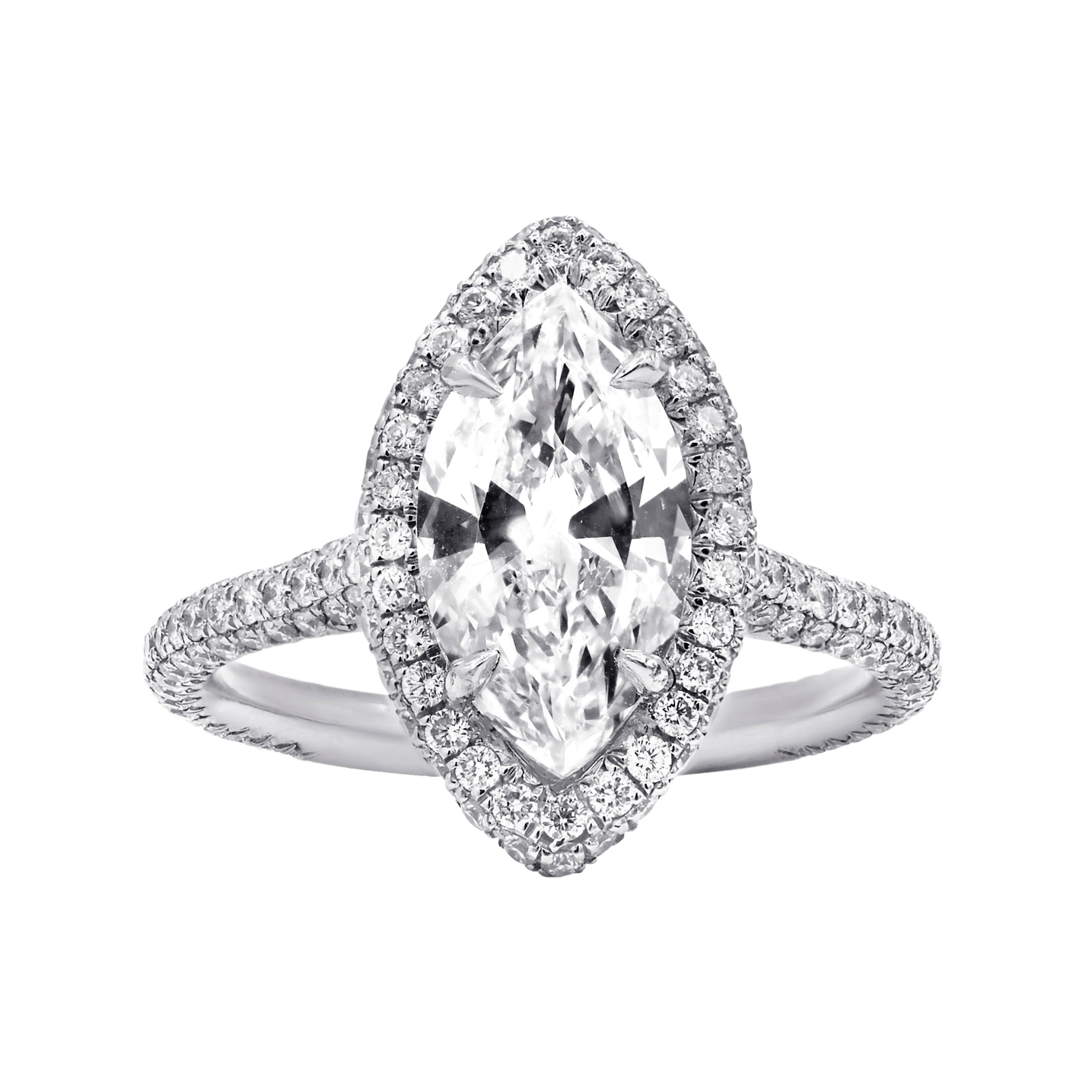 2.0ct Marquise Cut Surrounded by 1.2cts of Diamonds Ring