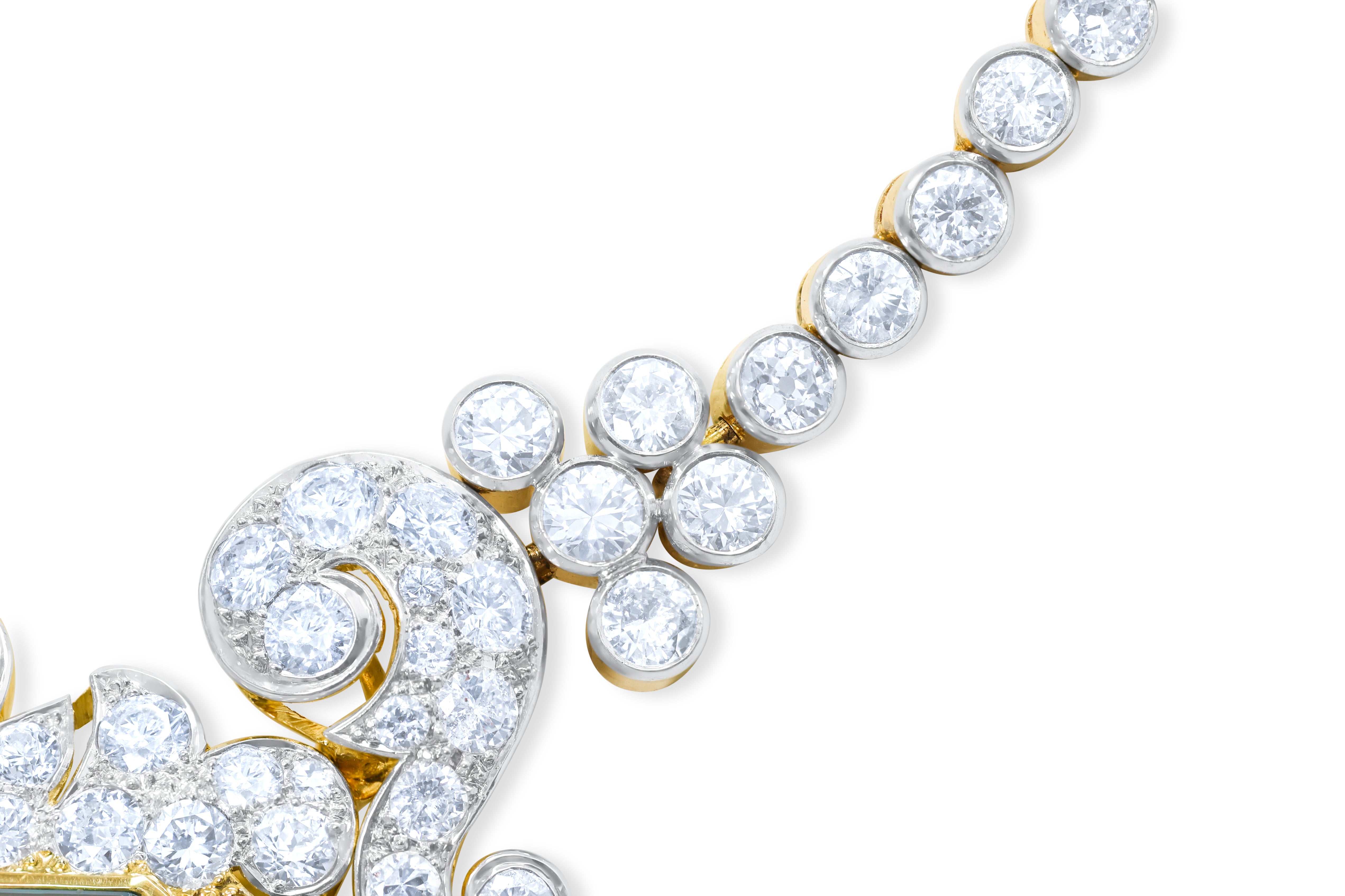 Aquamarine & Diamonds Art Deco Necklace