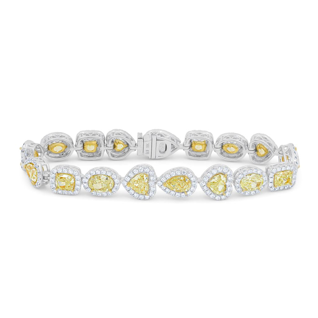 23ct fancy yellow lab diamond halo bracelet in 18K gold