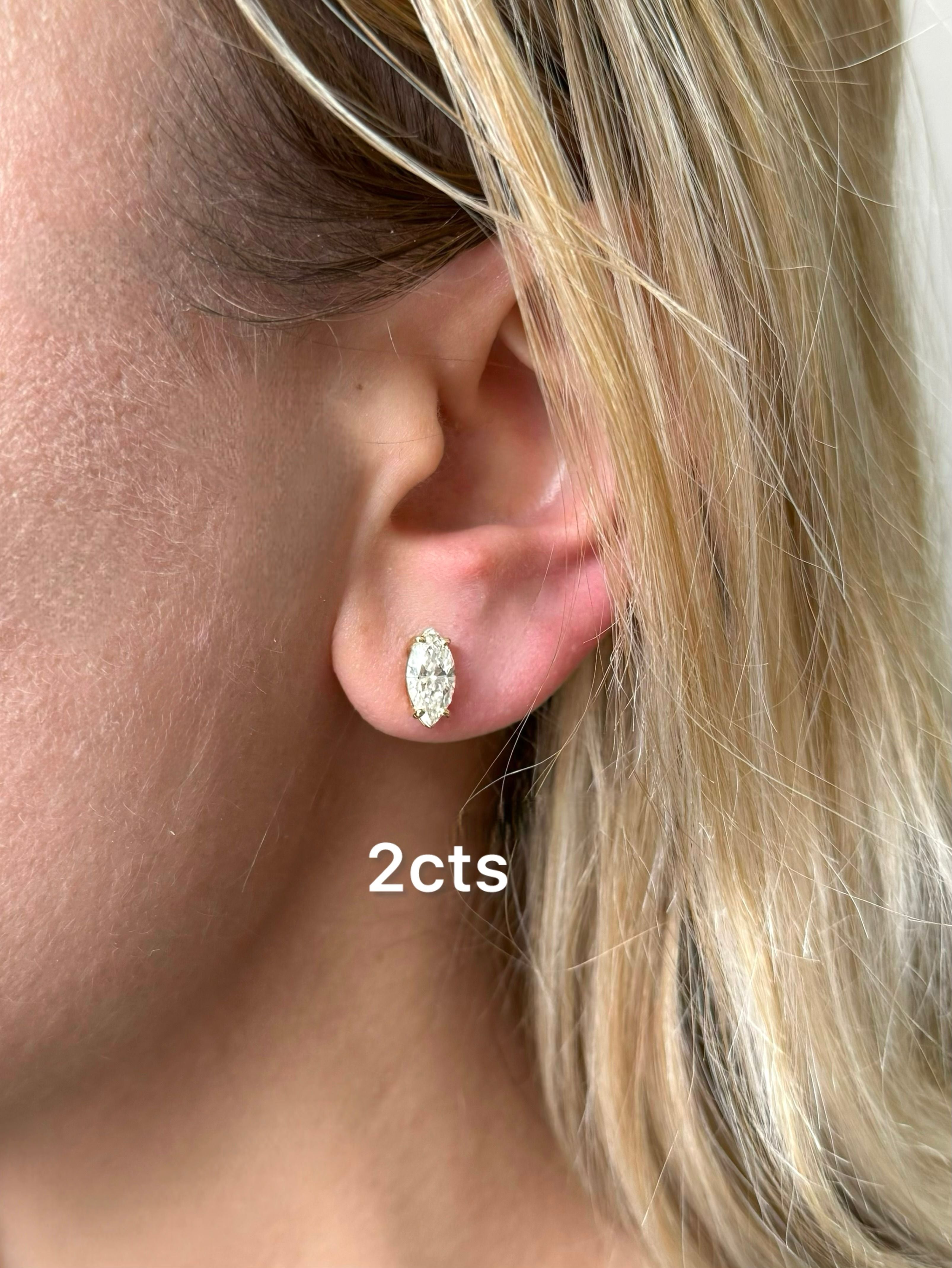 Lab Grown Marquise Diamond Studs