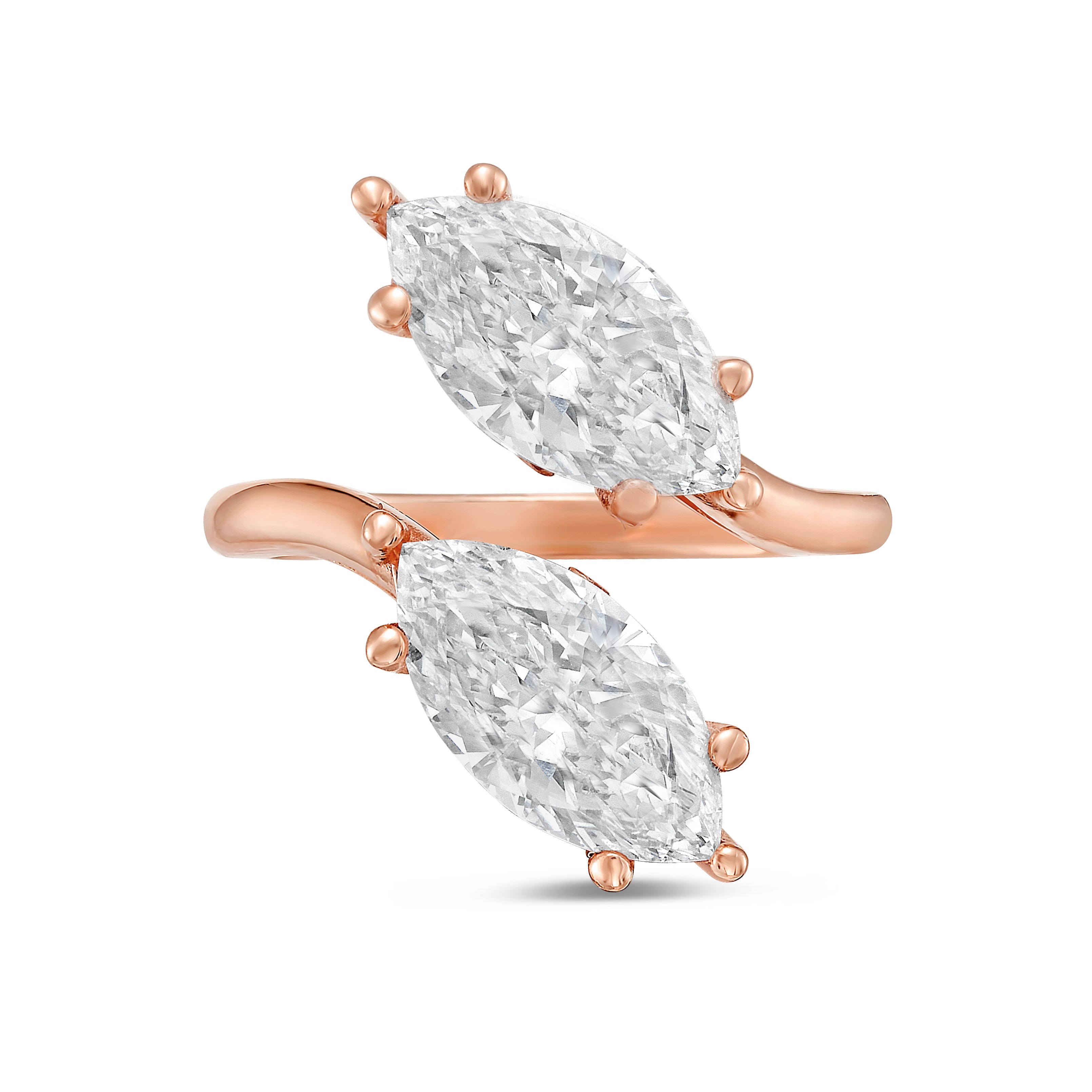 Lab Grown Two Marquise Diamond Ring