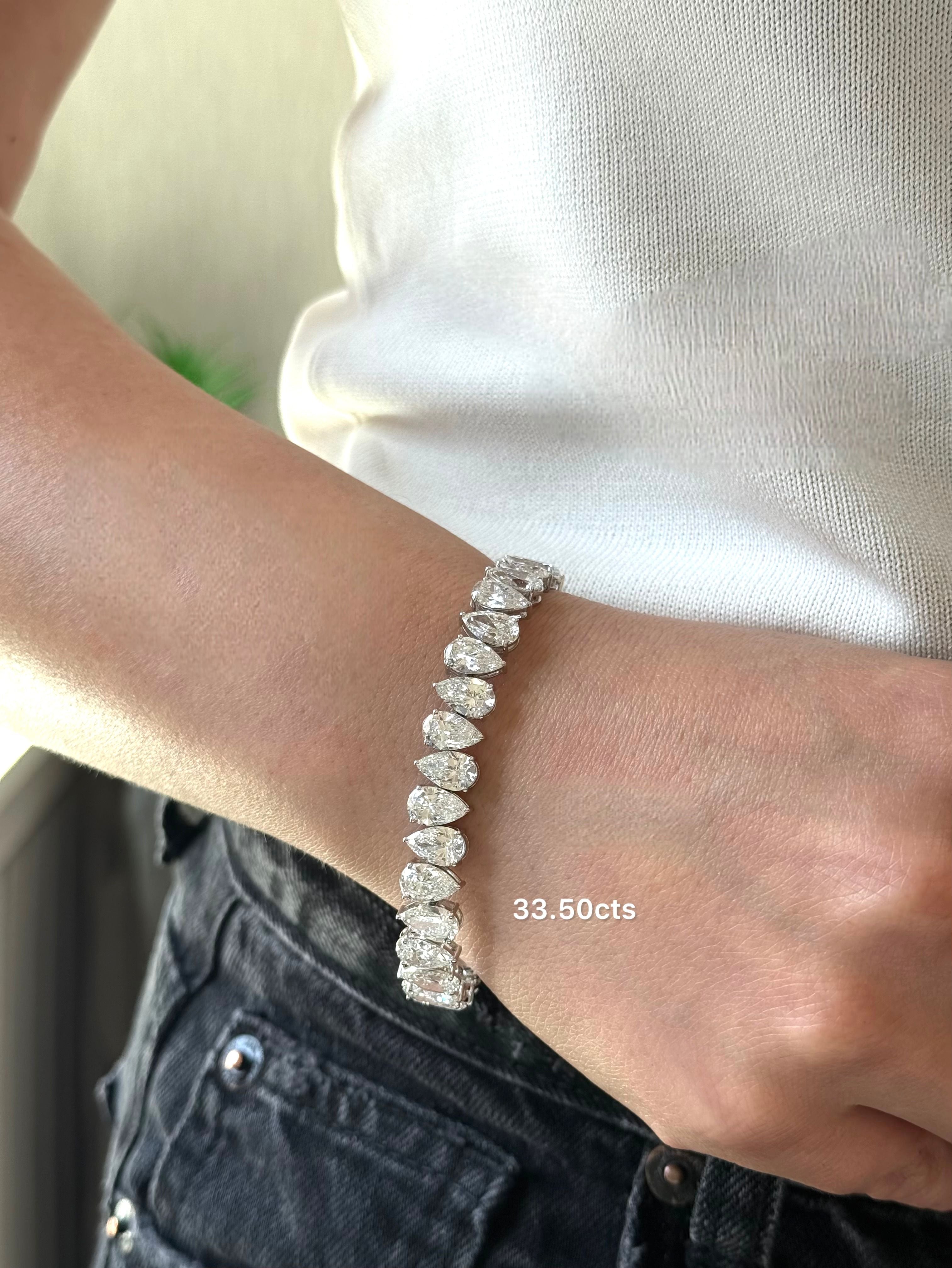 Lab Grown Diamond Pear Tennis Bracelet