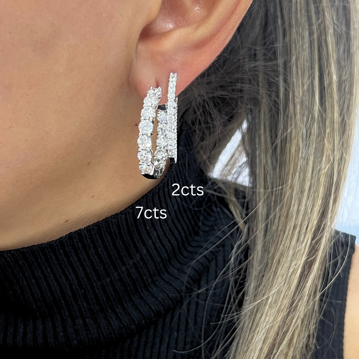 2 ct In & Out Round Diamond Hoop