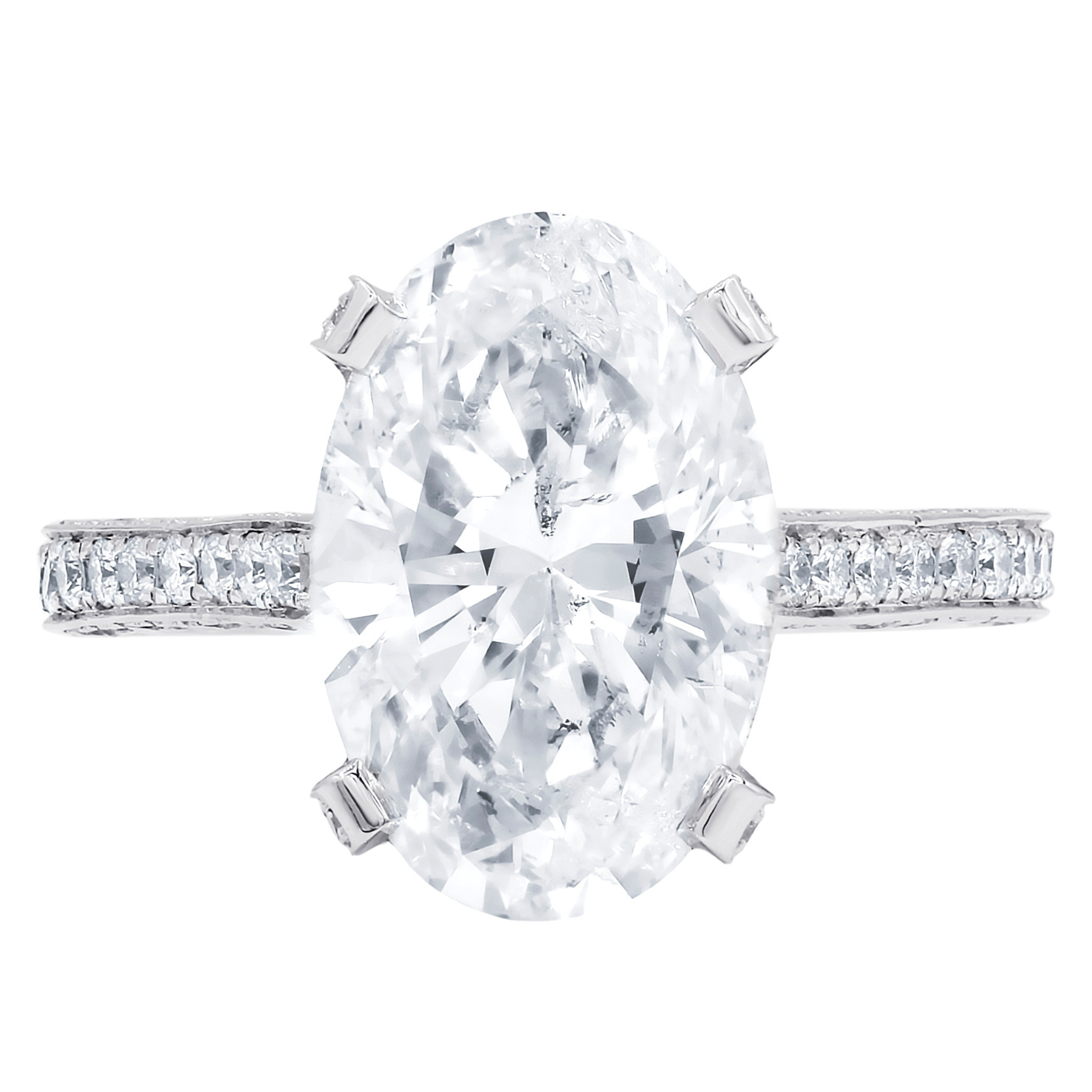 2ct Oval Cut Pave Diamond On Sides Ring