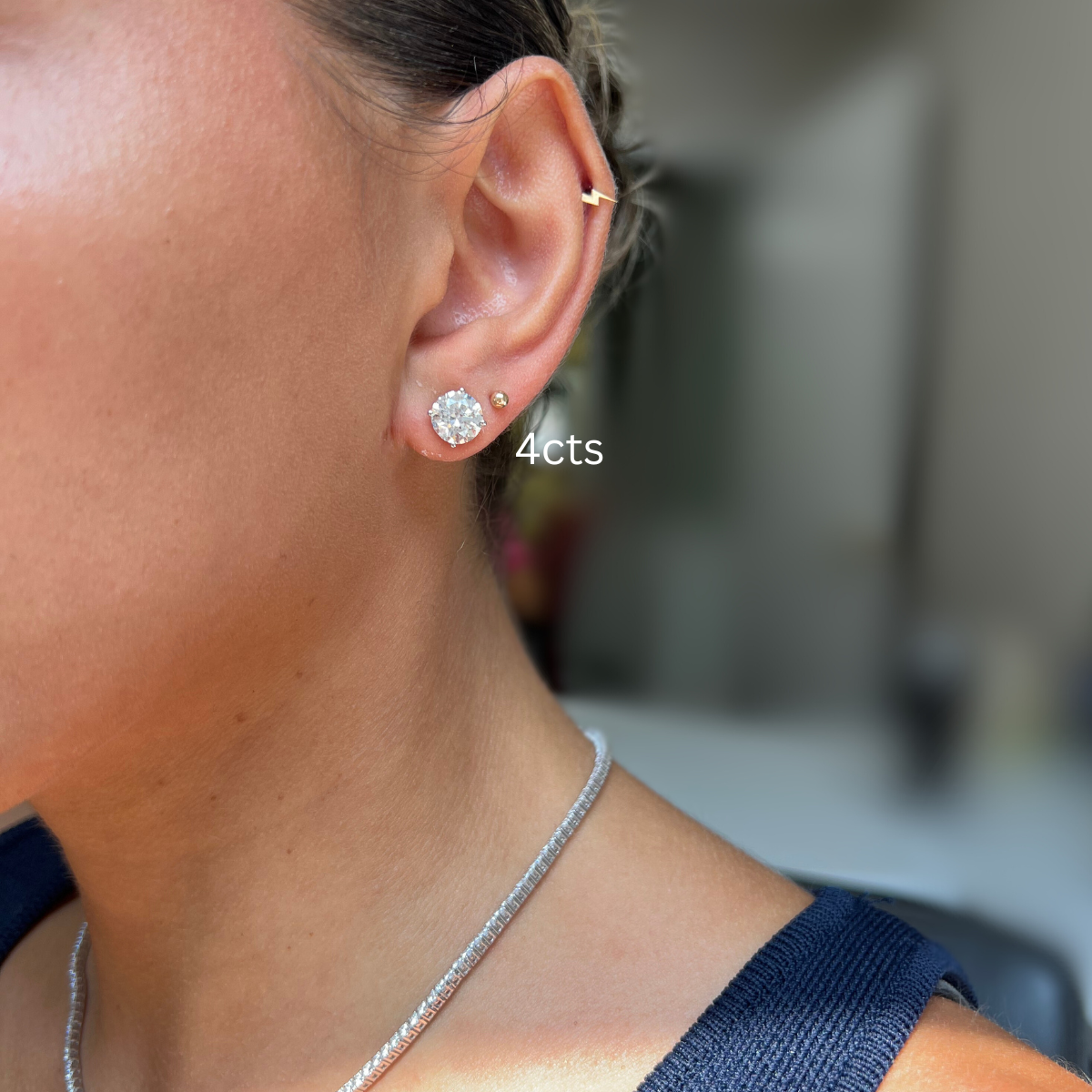 4 Prong Diamond Stud Earrings