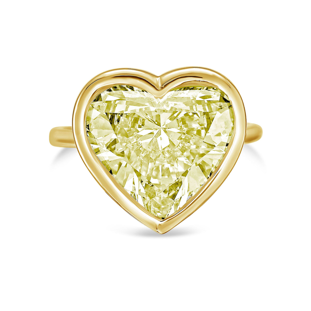 Lab-Grown Yellow Heart Diamond Bezel Ring, 14K Gold