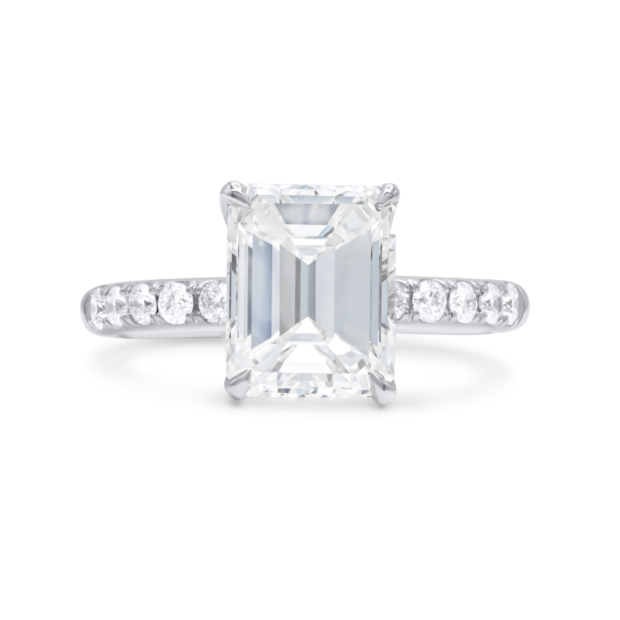 3.01ct Emerald Cut with Round Diamonds on The Band Ring