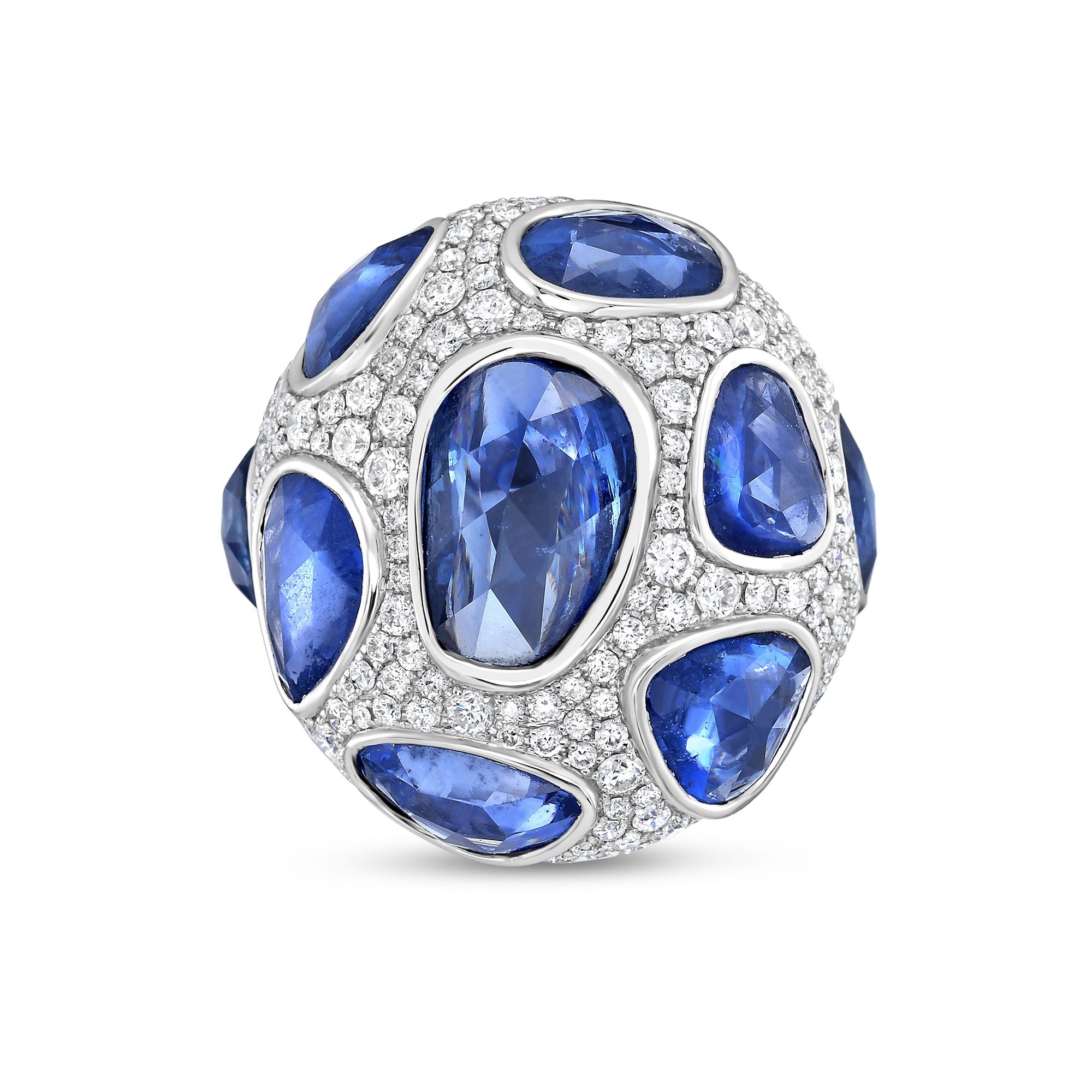 Rose Cut Blue Sapphire Diamond Ring
