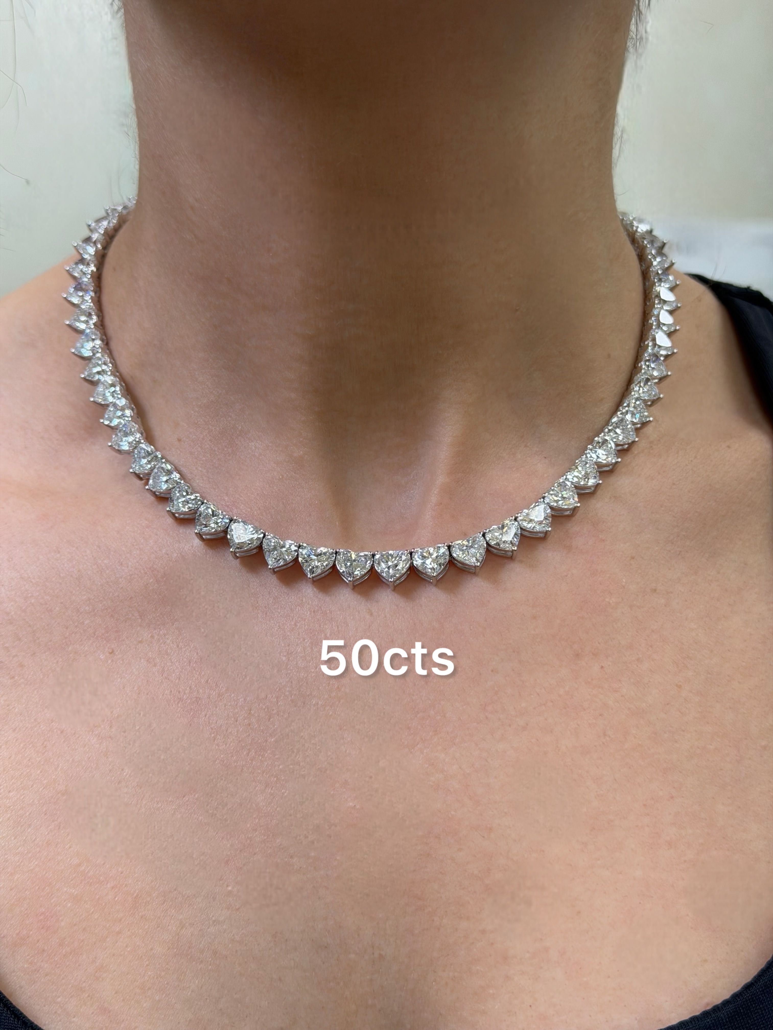 Lab Grown Heart Diamond Tennis Necklace