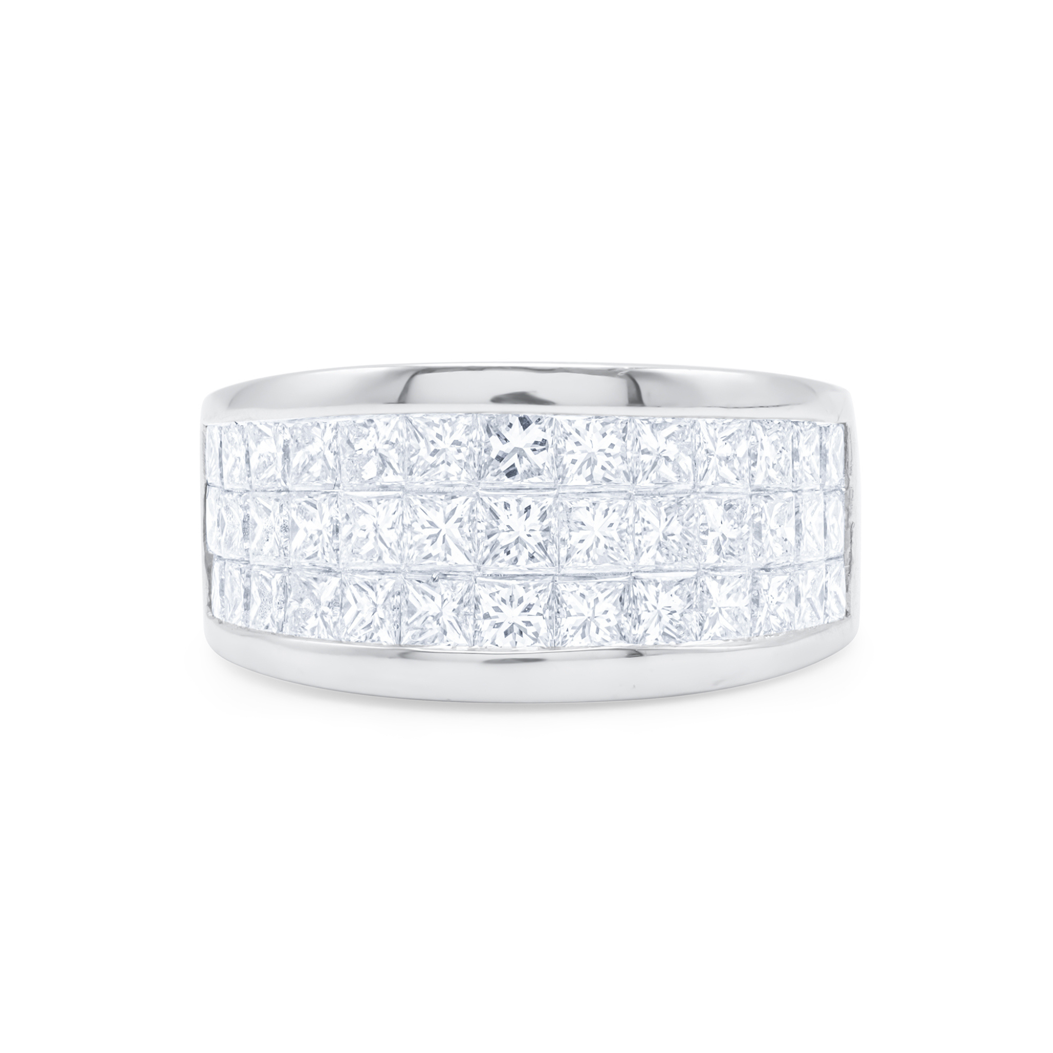 3 Rows of 3.50ct Princess Cut Diamond Ring