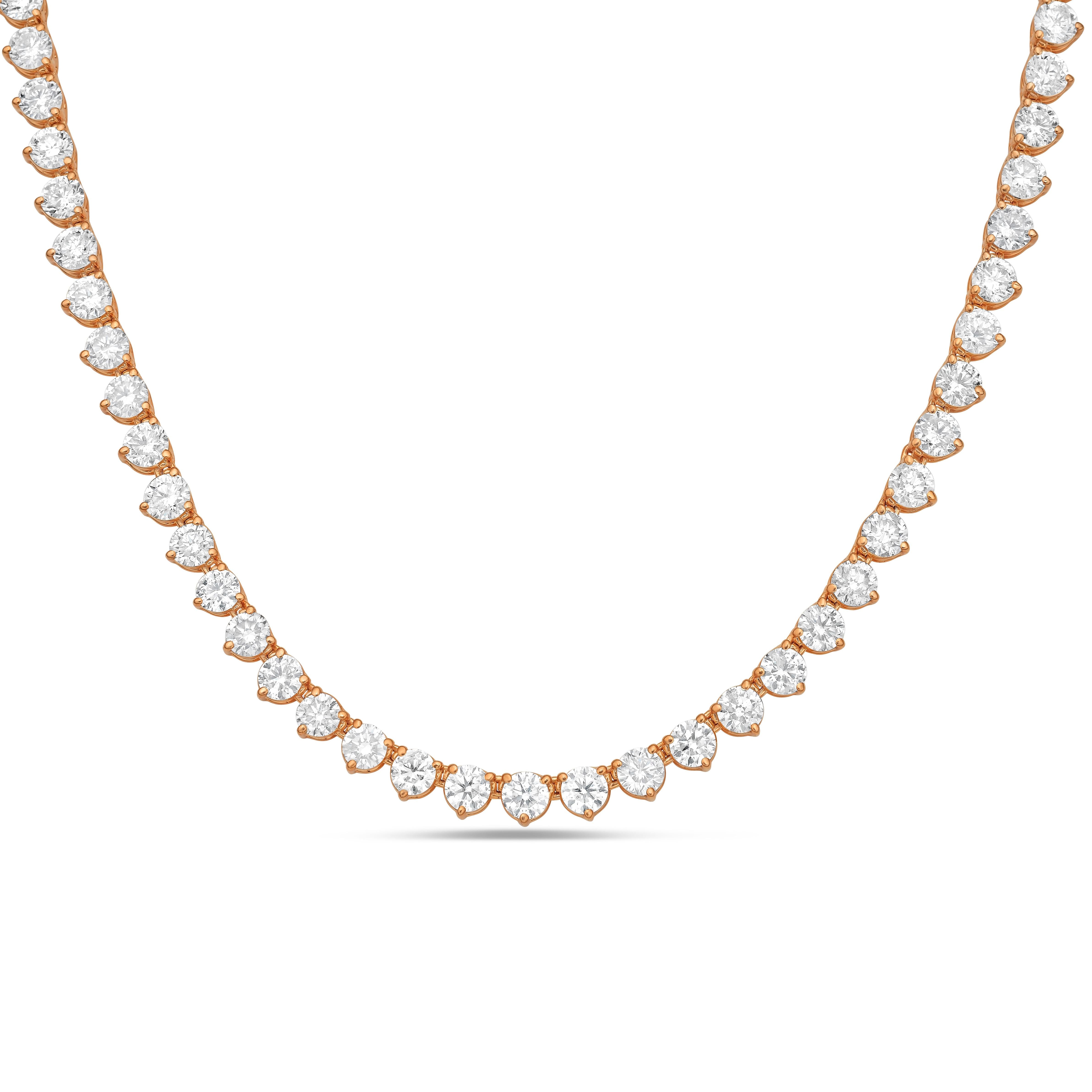 3 prong diamond tennis necklace