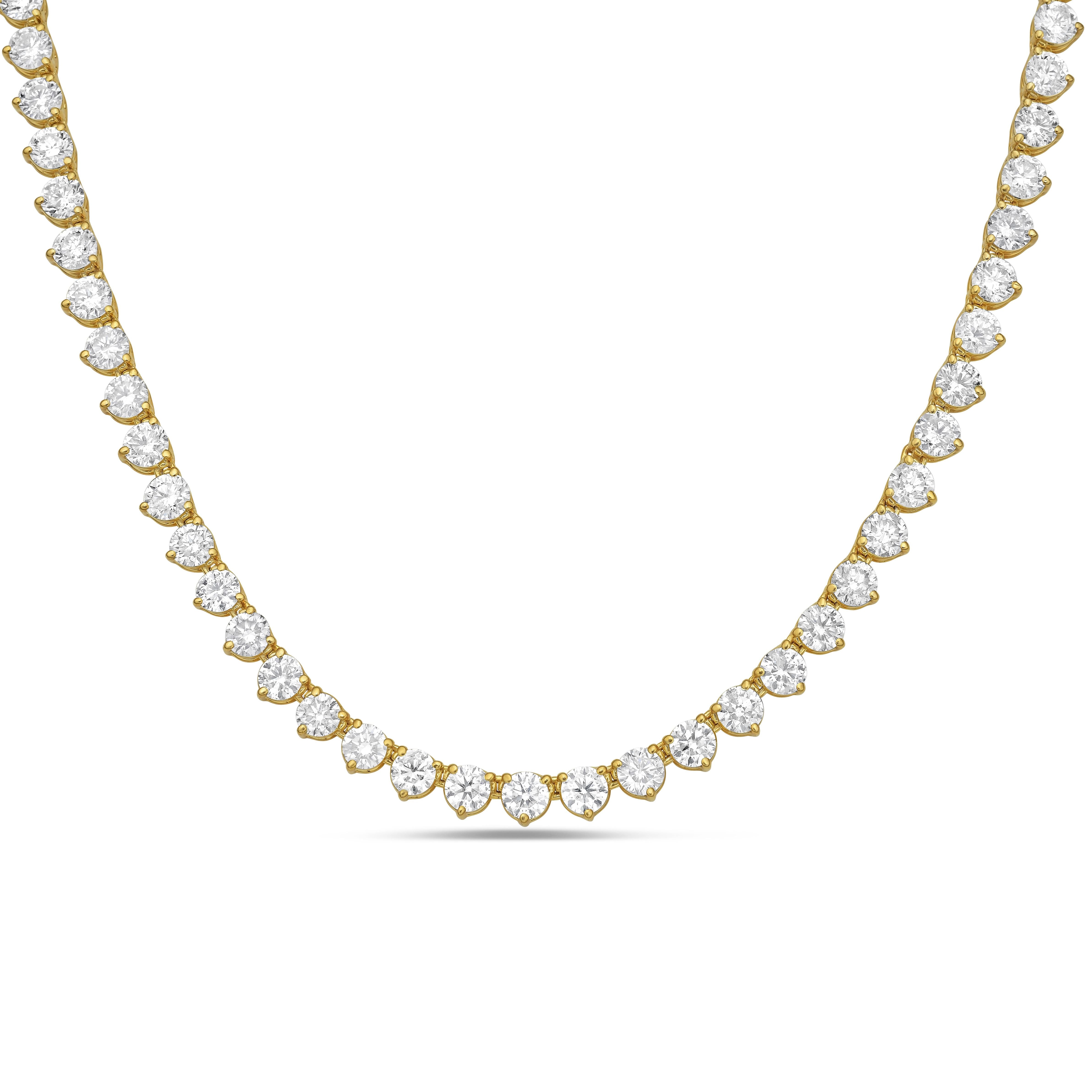 3 prong tennis chain in yellow gold